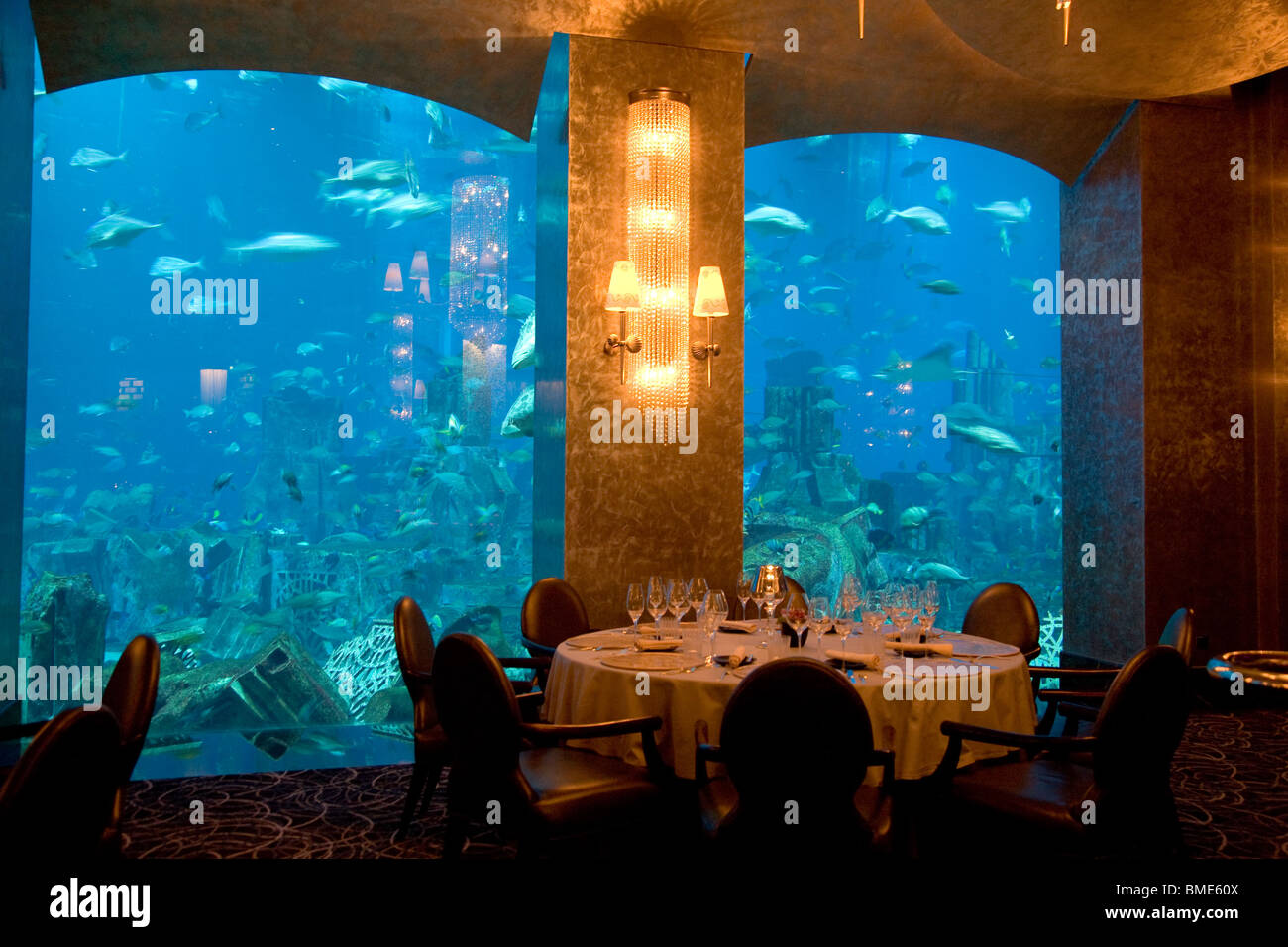 OSSIANO RESTAURANT ATLANTIS HOTEL FINE DINING VAE AQUARIUM Stockfoto