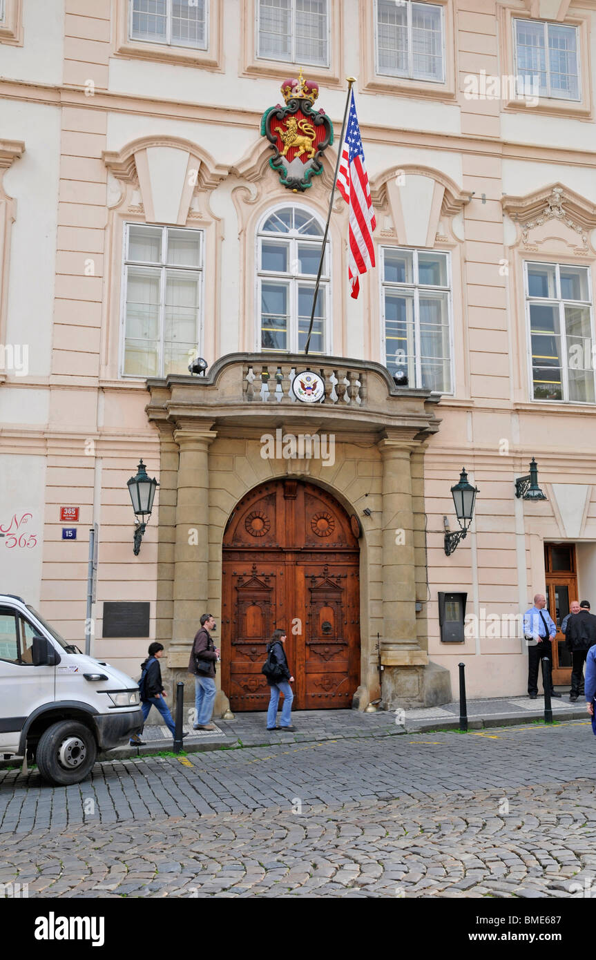 Amerikanische Botschaft, Prag, Tschechien, Ost Europa Stockfoto