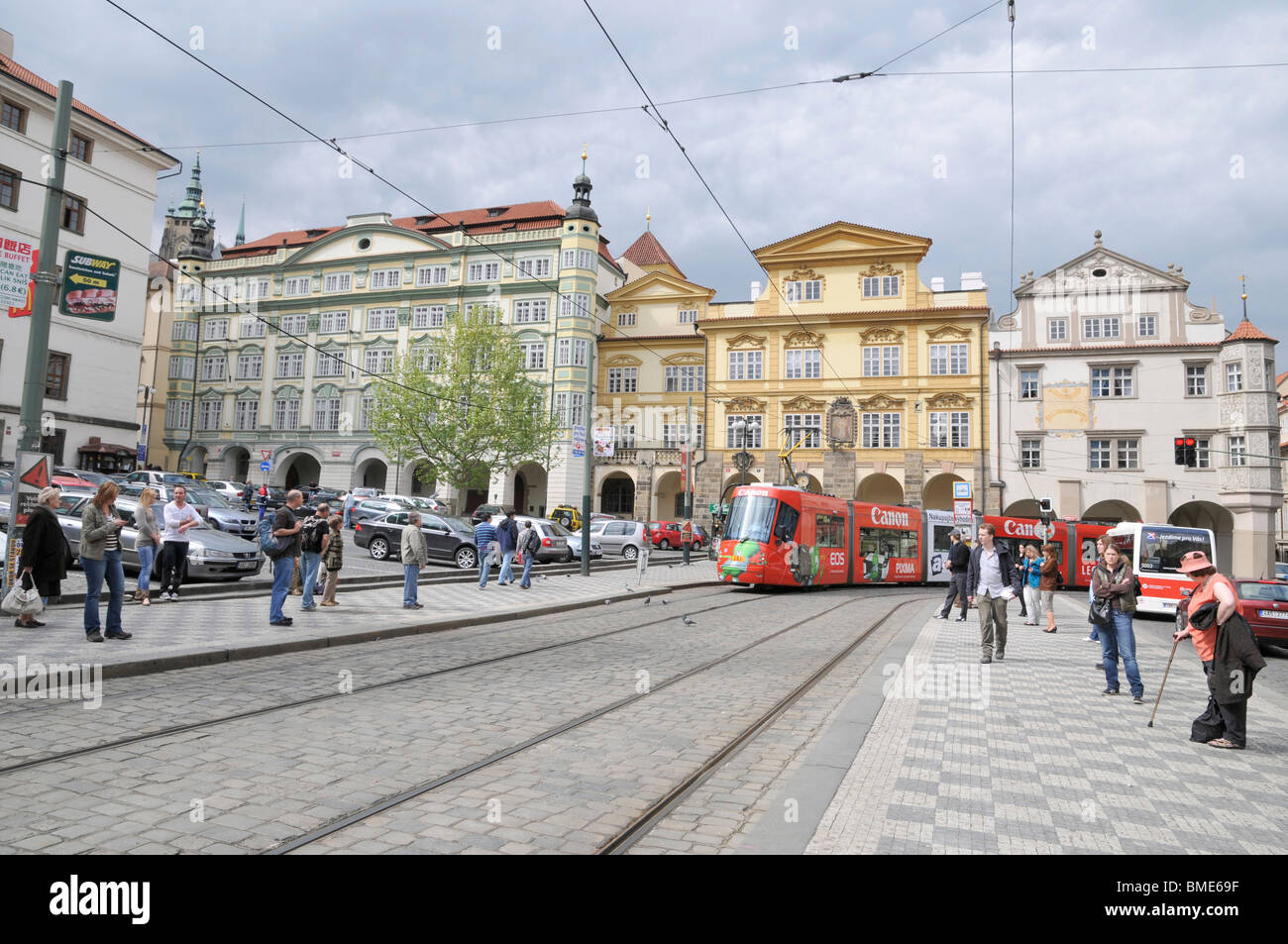 Straßenbahn im Zentrum von Prag, Tschechische Republi, Ost Europa Stockfoto