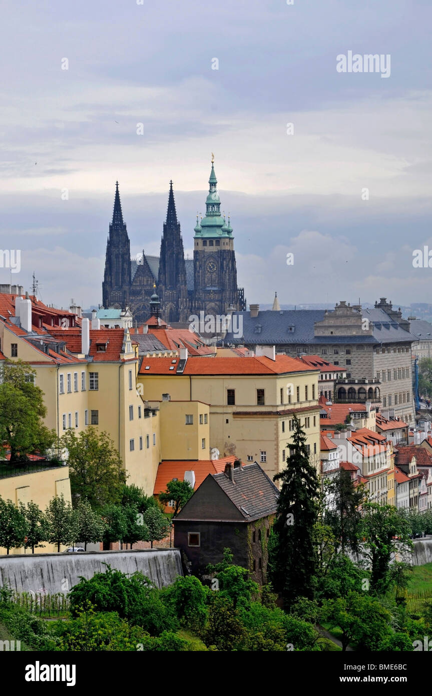 Blick auf St.-Veits-Dom und die Prager Burg, Prag-Tschechische Republik-Ost-Europa Stockfoto