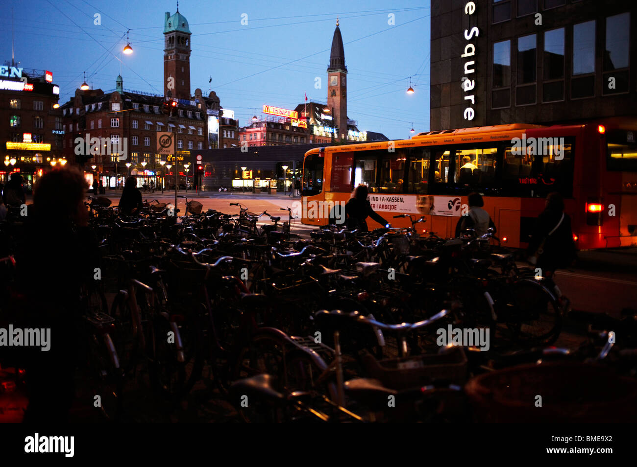 Kopenhagen in der Nacht, Dänemark. Stockfoto