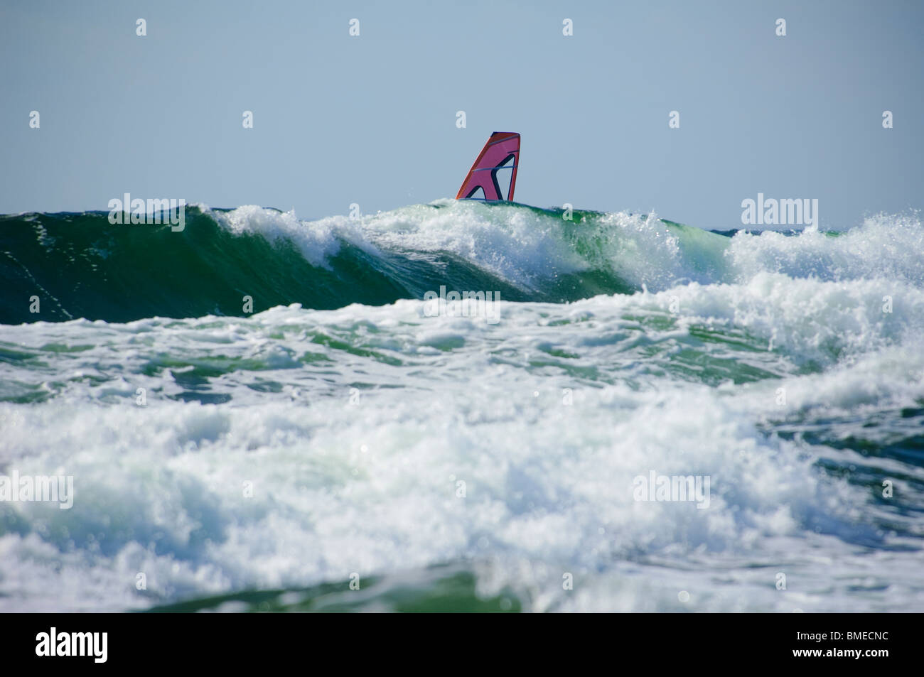 Surfen in der Mitte des Meeres Stockfoto