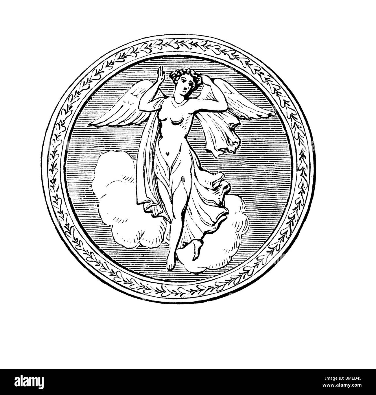 Schwarz / weiß-Gravur schneiden Sie isoliert auf weiss. Abbildung eines Kunst-Elements auf der großen Londoner Ausstellung 1851 ausgestellt. Stockfoto