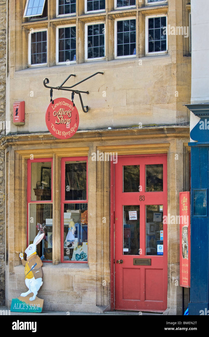 UK-Oxford-Alice im Wunderland-Shop Stockfoto
