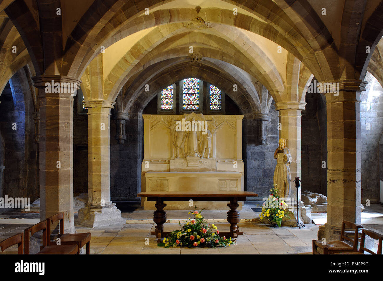 Die Krypta, Kathedrale von Hereford, Herefordshire, England, UK Stockfoto