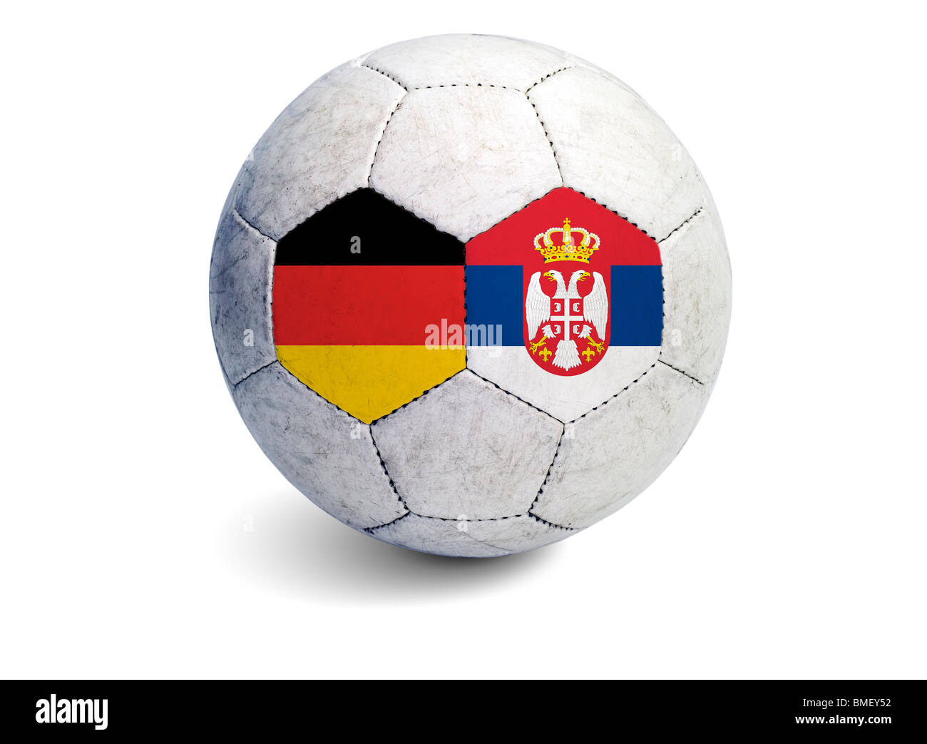 Weiße Fußball-Deutschland-Serbien Stockfoto