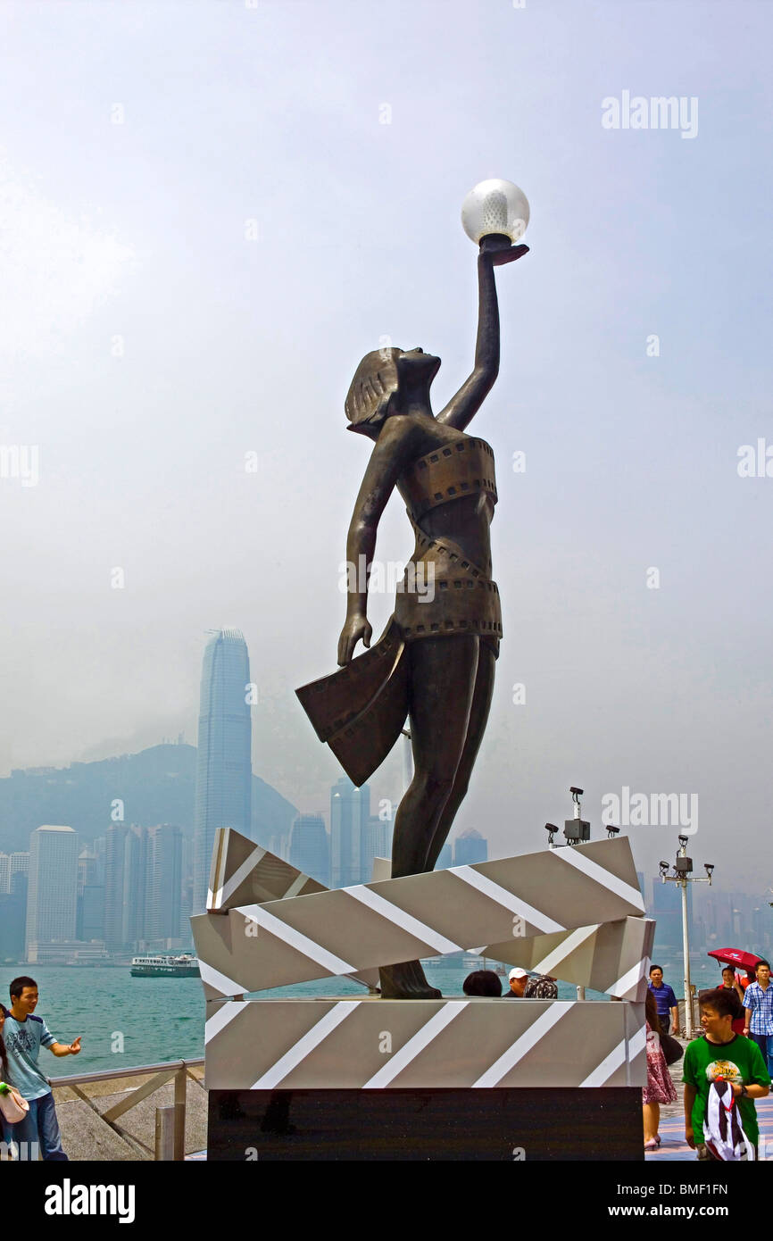 Bronzestatue des Avenue Of Stars, Tsim Sha Tsui, Hongkong, China, Hong Kong Film Awards Stockfoto