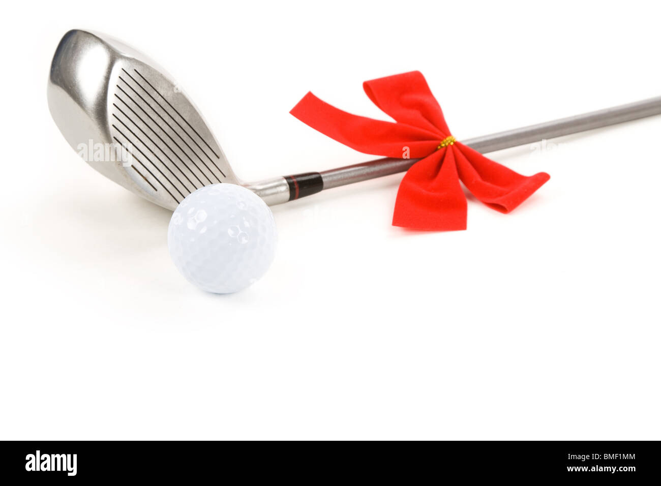 Golfball und Treiber für die Weihnachtszeit Stockfoto