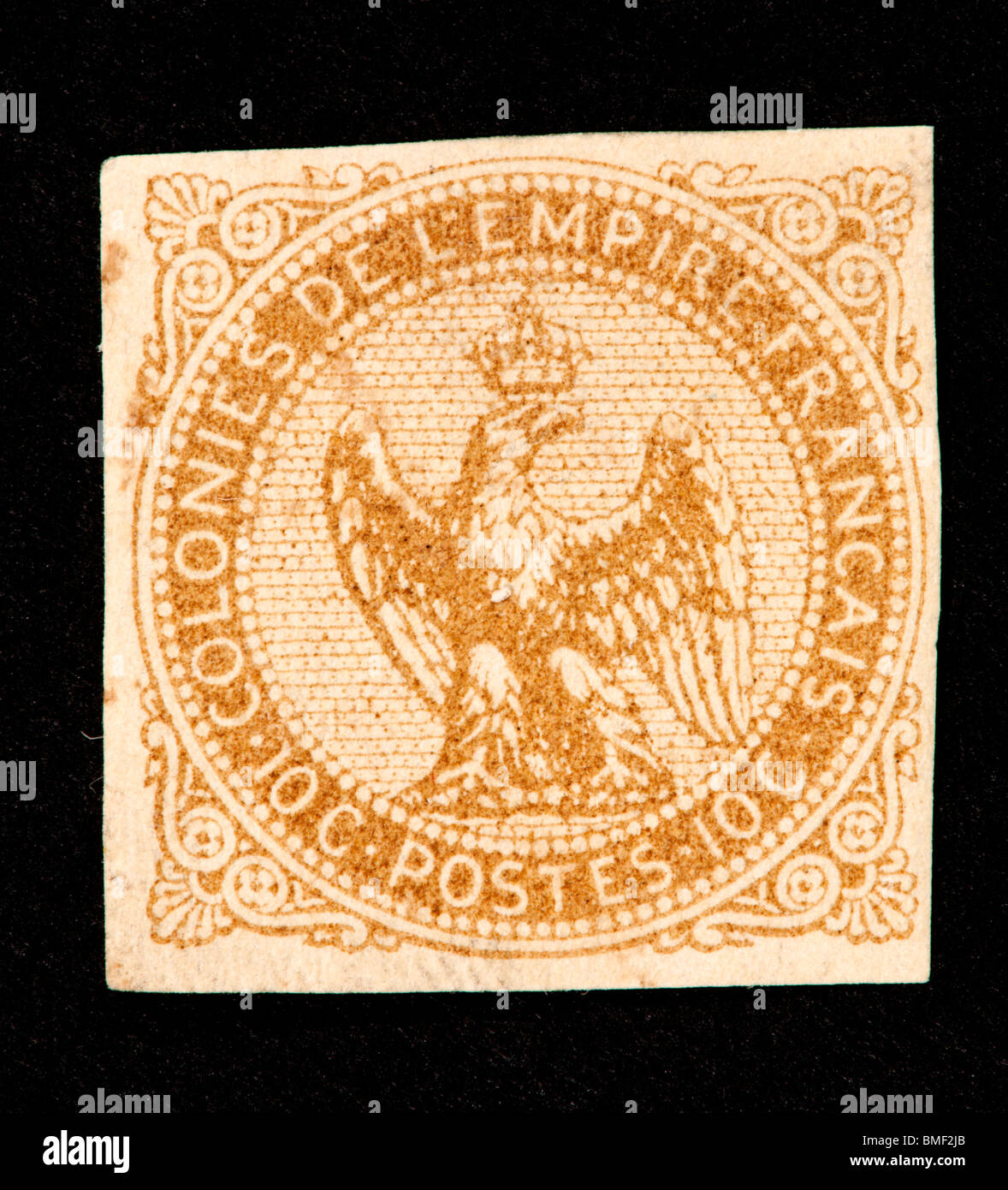 Briefmarke aus Frankreich für den Einsatz in französischen Kolonien, die nicht ihre eigenen Briefmarken. Stockfoto
