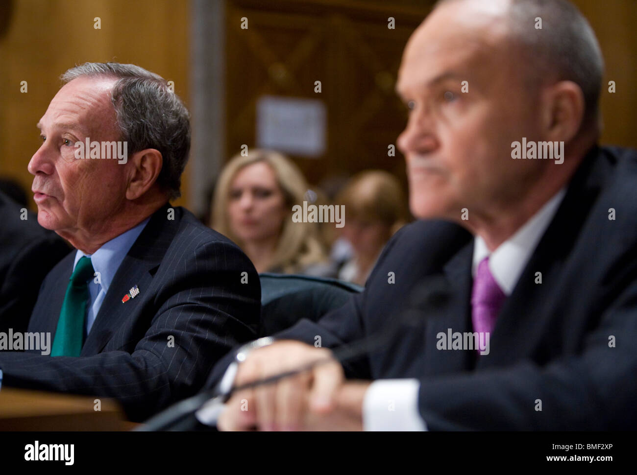 New Yorks Bürgermeister Michael Bloomberg und NYPD Kommissar Raymond Kelly. Stockfoto