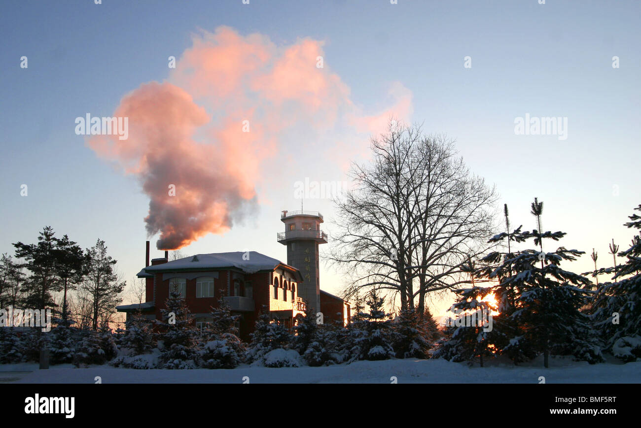 Grenzposten in Mohe, Daxing'anling, Provinz Heilongjiang, China Stockfoto
