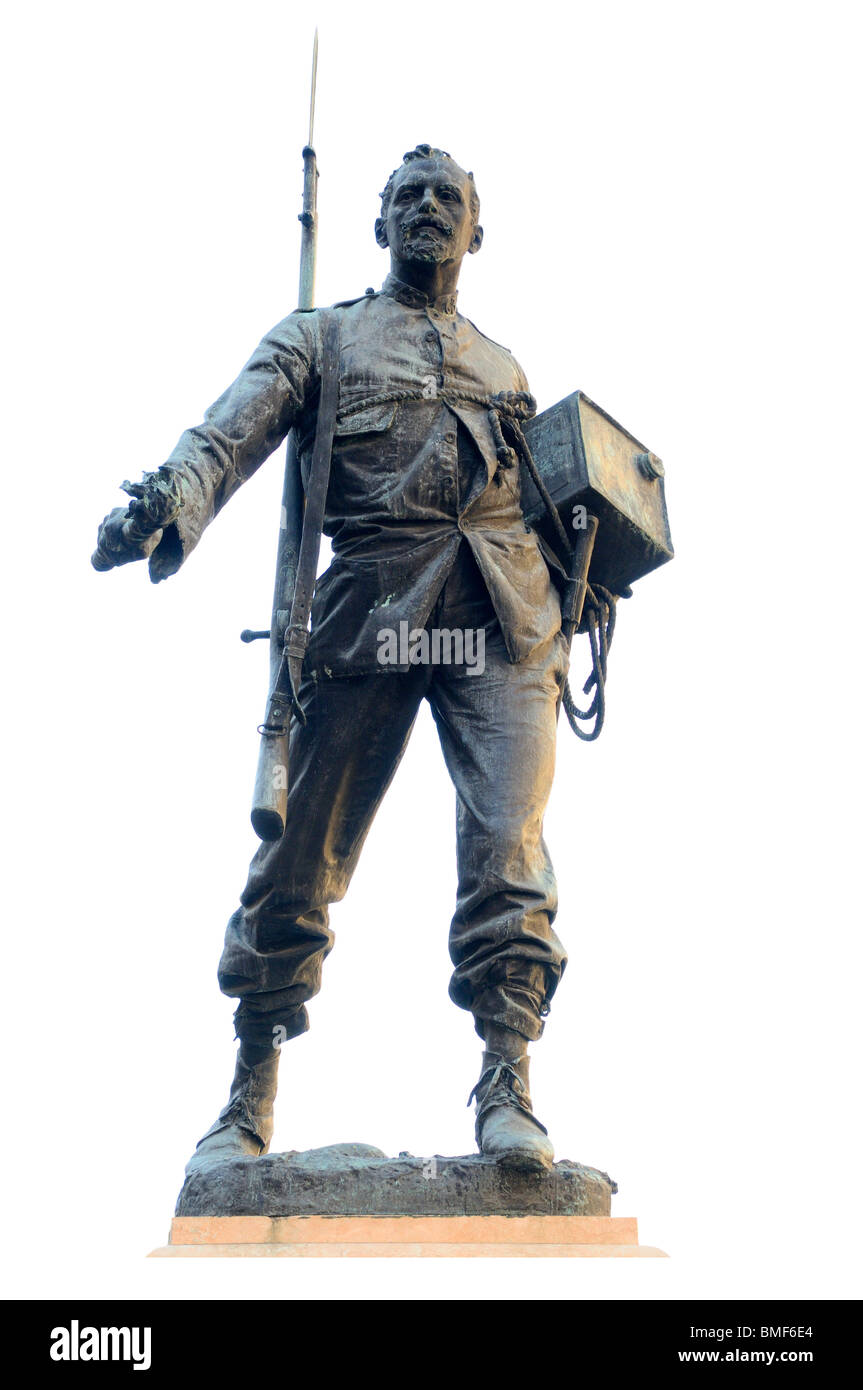 Madrid, Spanien. Plaza de Cascorro; Staue of Eloy Gonzalo - 'Held von Cascorro' - spanischer Soldat im kubanischen Unabhängigkeitskrieg Stockfoto