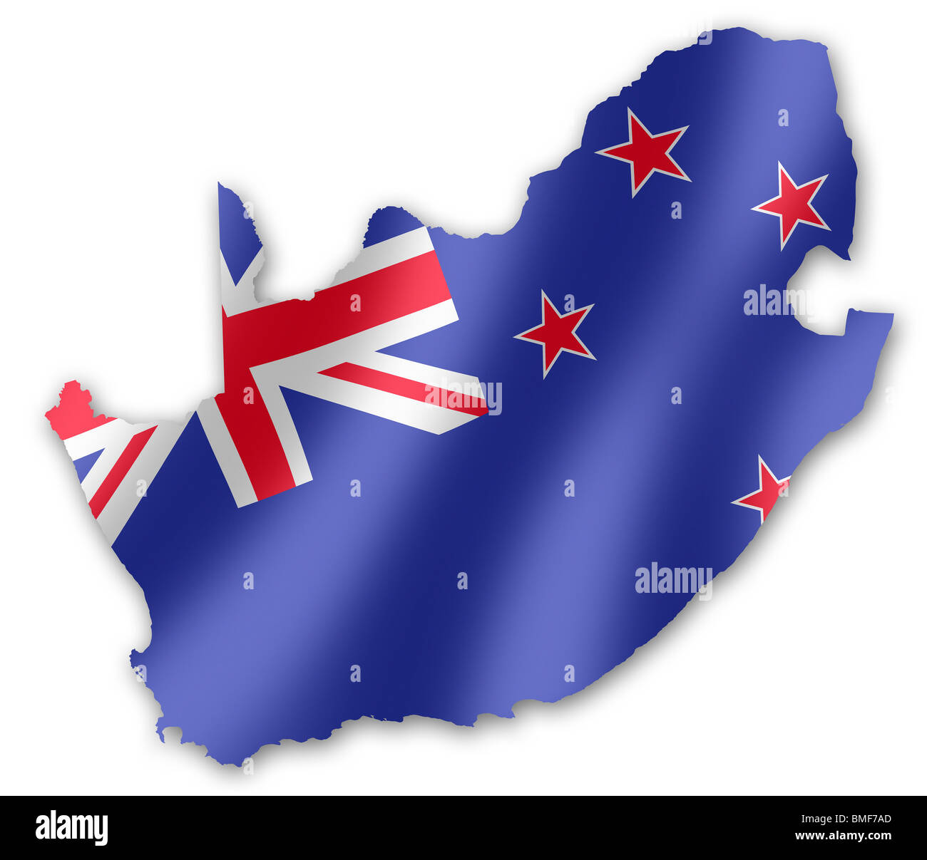 Karte von Südafrika mit der New Zealand Flag Inset, für die 2010 FIFA Fußball-WM Stockfoto