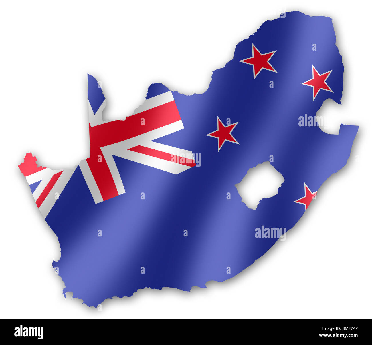 Karte von Südafrika mit der New Zealand Flag Inset, für die 2010 FIFA Fußball-WM Stockfoto