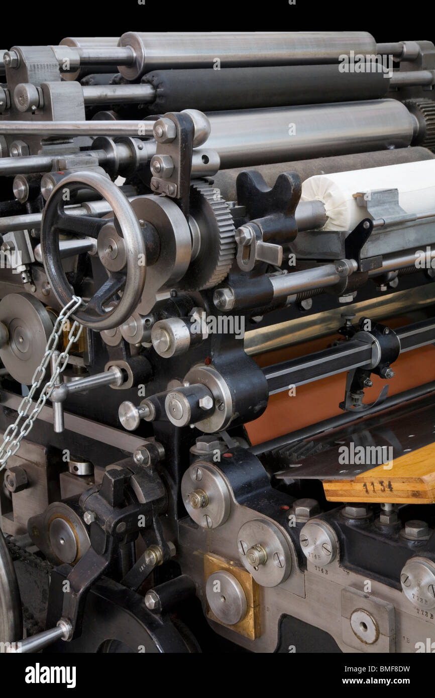 Druckmaschine, Kupfer Blatt gefüttert Tiefdruck Pressensystem Kempe/Blecher 1910 Stockfoto