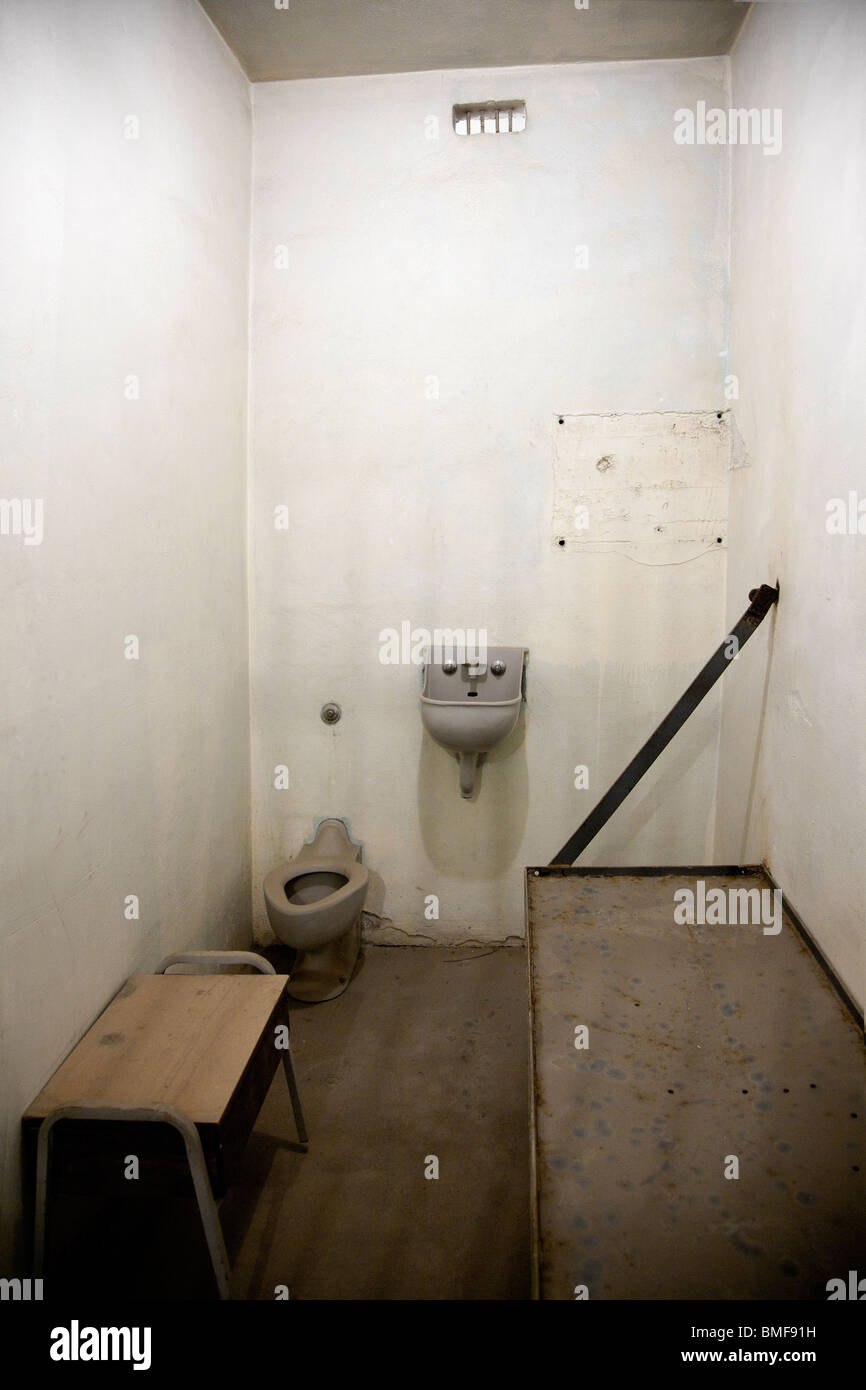 Innenraum der einzelnen Zelle an der alten Idaho Penitentiary in Boise, Idaho Stockfoto