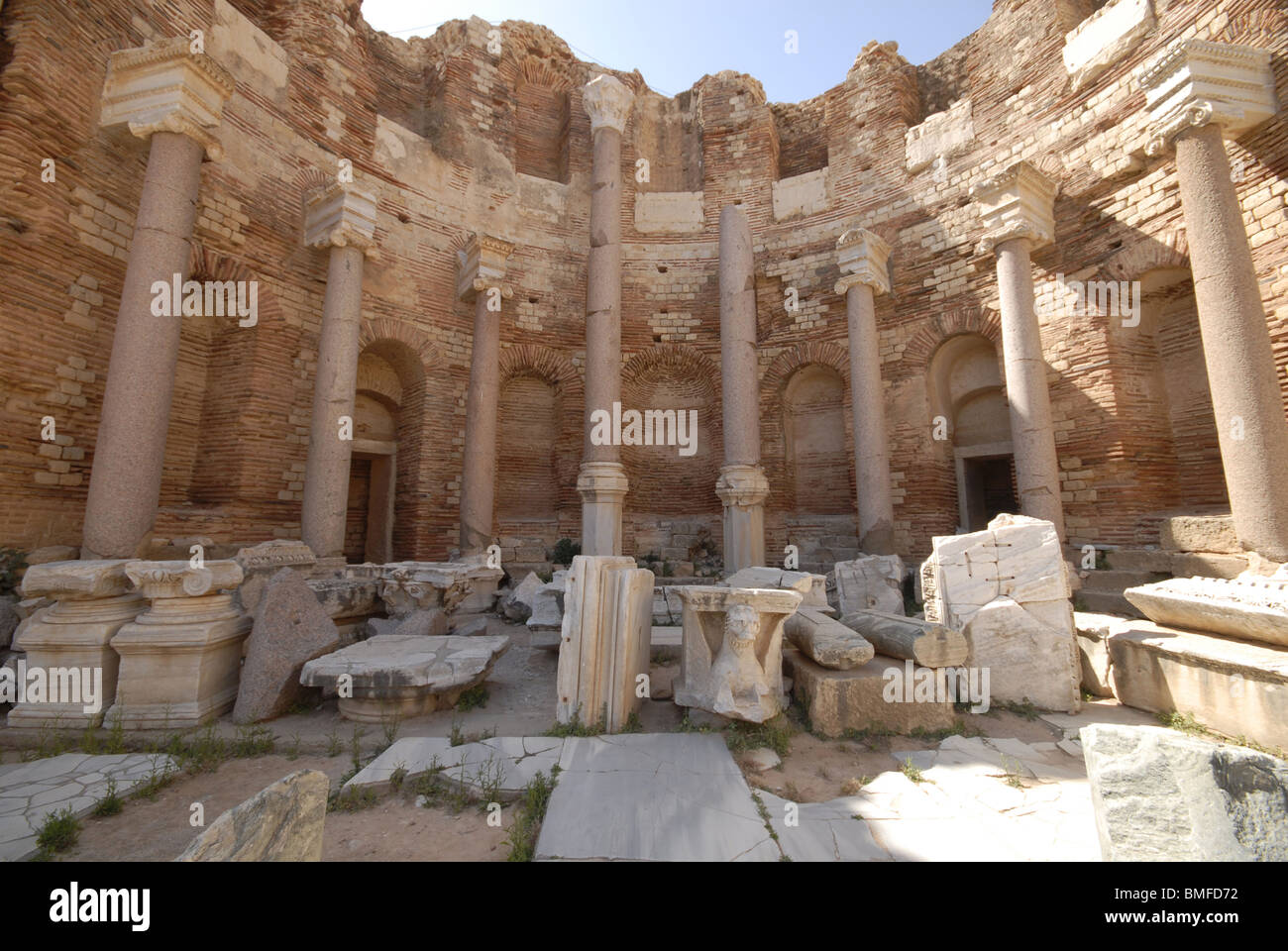 Ruinen von Leptis Magna, Libyen, Nordafrika Stockfoto