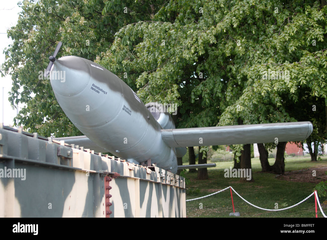 V1 Flying Bomb (Verheltingswaffe - Waffe der Vergeltung - 1) Aero Museum Duxford - Teil des Imperial War Museum. Die pilotmissile Stockfoto