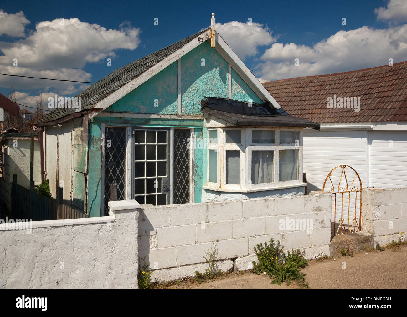 Bungalows in Jaywick Sands in Essex, Großbritannien Stockfoto