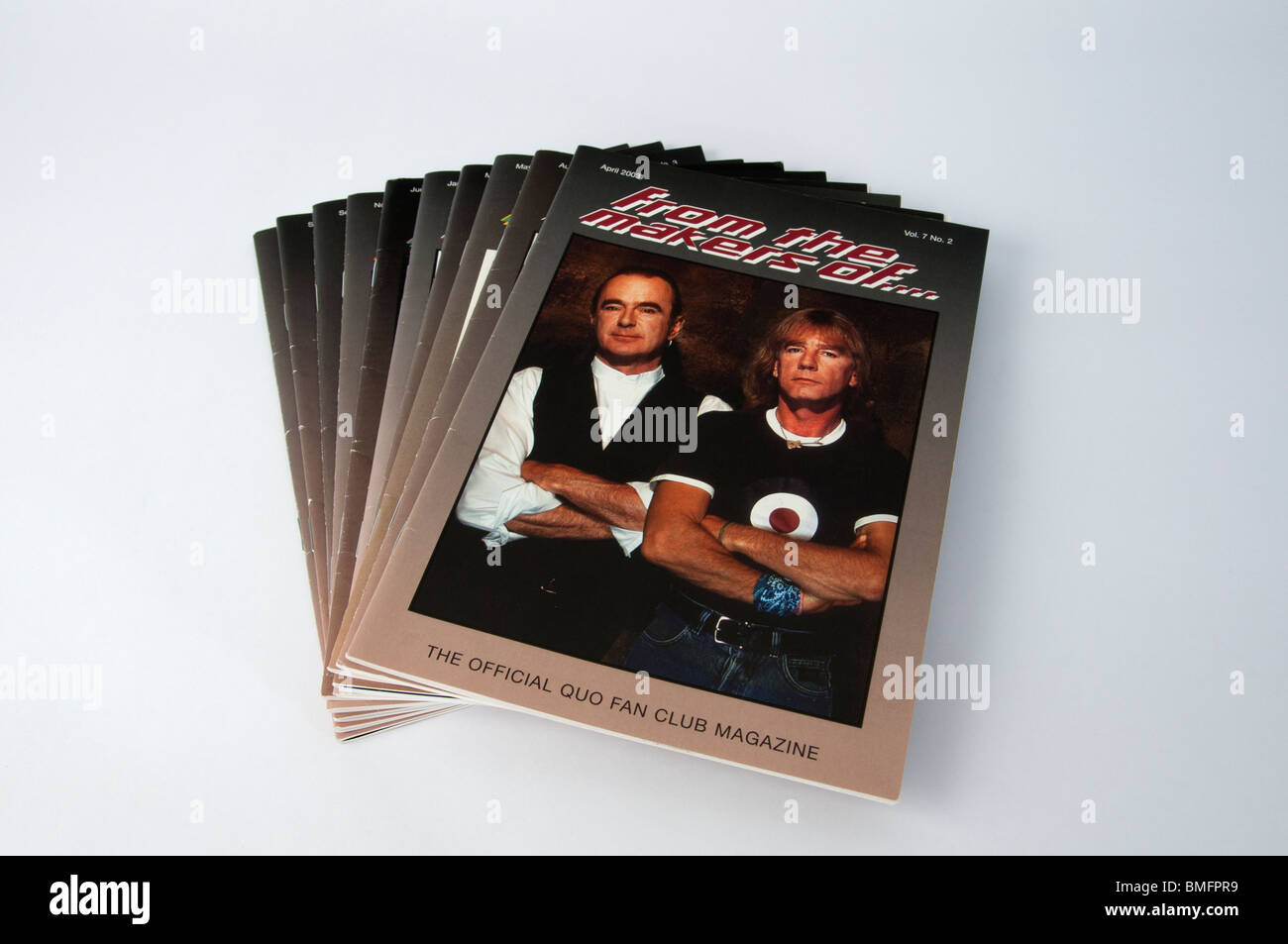 Sammlung von Status Quo Fan Club Magazine Stockfoto