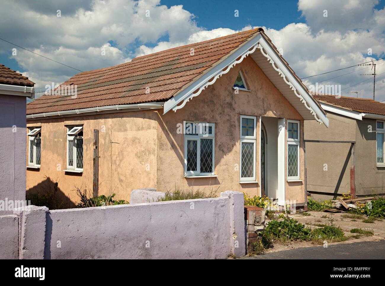 Häuser in Jaywick Sands in Essex, Großbritannien Stockfoto