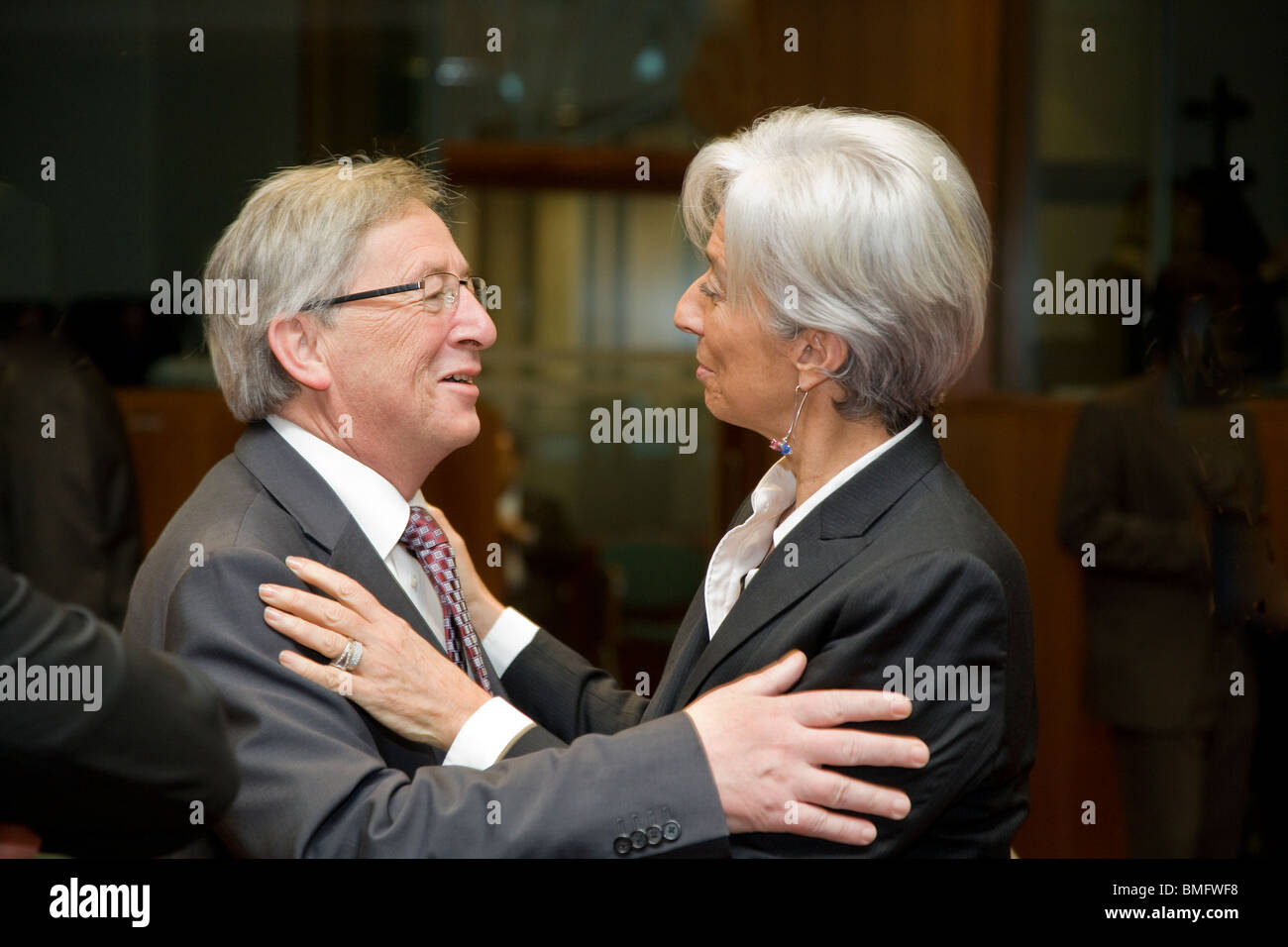 Jean-Claude Juncker Präsident Eurogruppe Finanzminister der Euro-Zone und Christine Lagarde Frankreich französischer minister Stockfoto