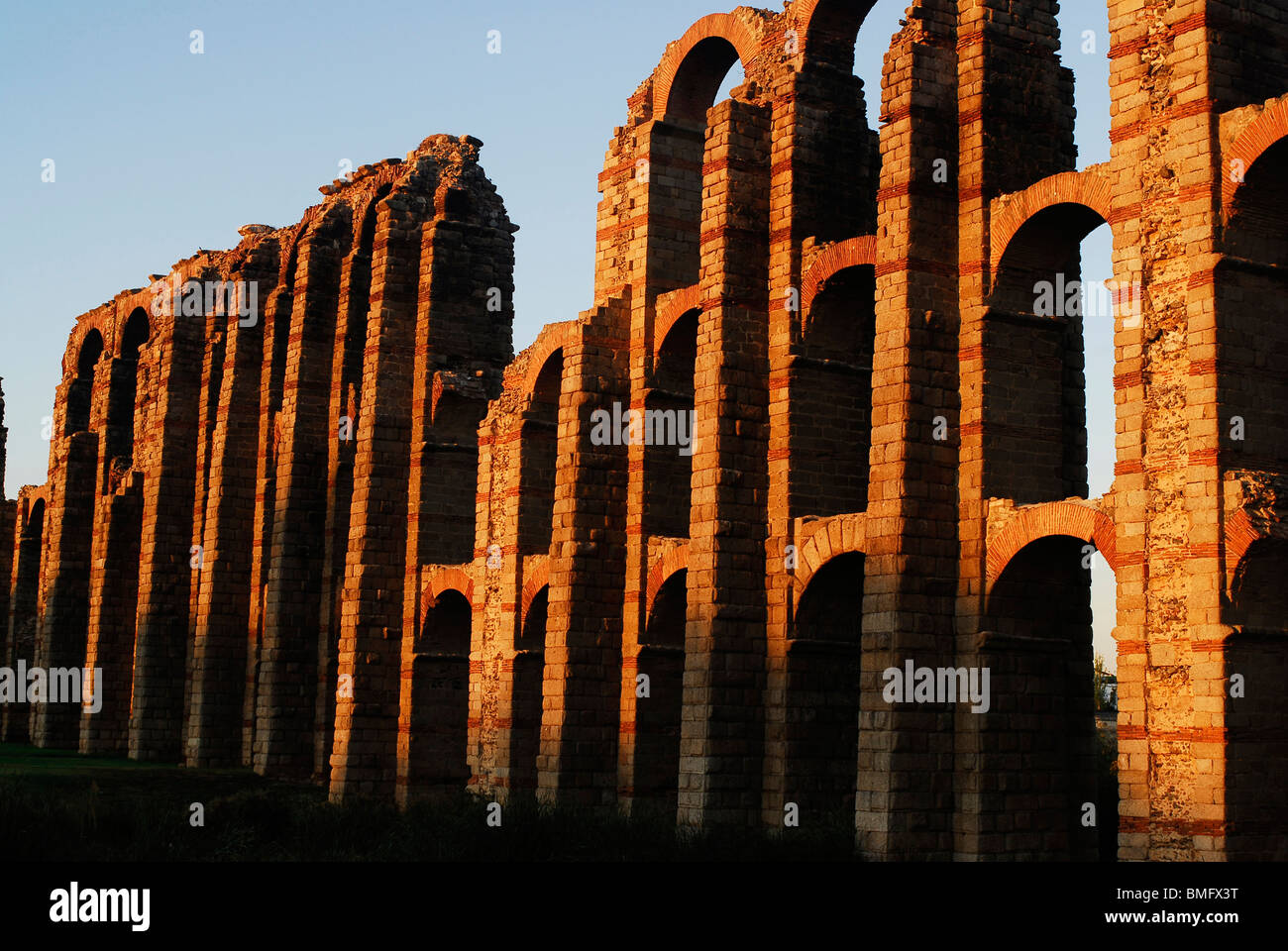 Acueducto Romano de Los Milagros. Merida. Extremadura, España. Römische Aquädukt der Wunder. Merida. Extremadura. Spanien. Stockfoto