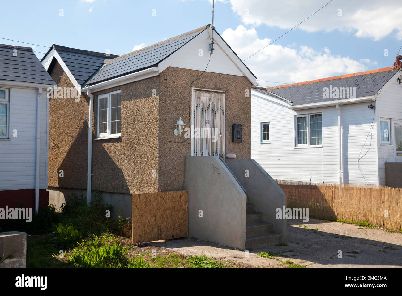 Häuser in Jaywick Sands in Essex, Großbritannien Stockfoto