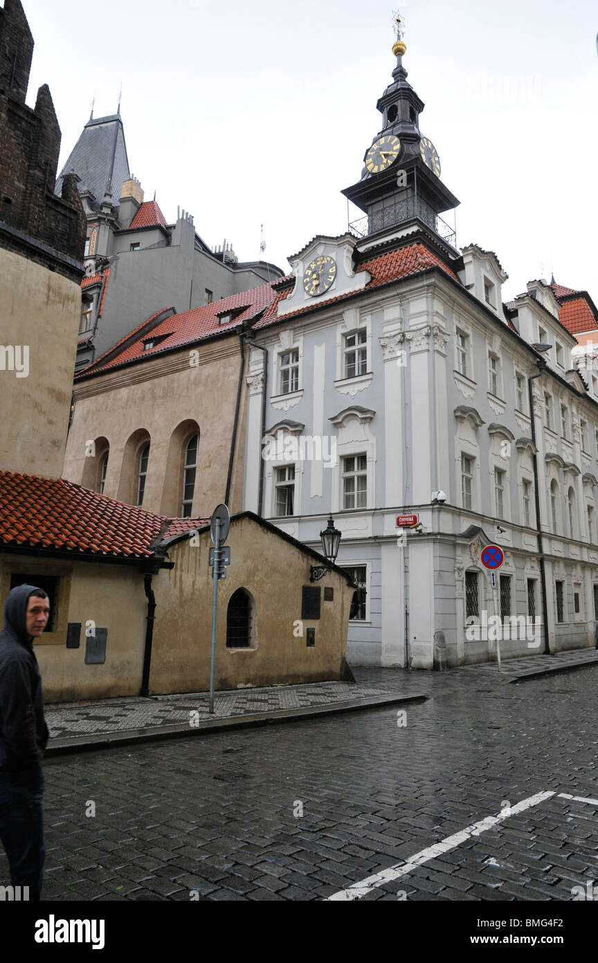 Synagoge und Jüdisches Rathaus, das jüdische Viertel, Josefov, Prag, Tschechien, Ost Europa Stockfoto