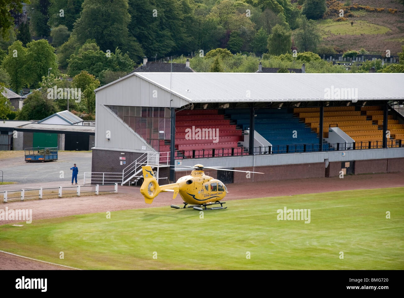 Helimed Vorbereitung auf ausziehen von Dunoon Sport Boden Dunoon Cowal Argyll & Bute Schottland Stockfoto