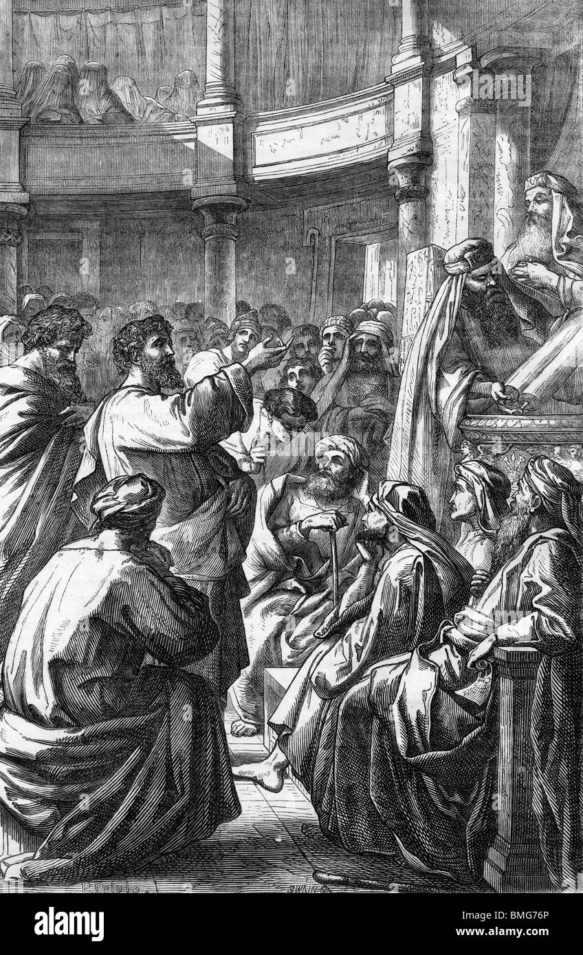 Schwarz und weiß-Abbildung des Heiligen Paulus in der Synagoge Stockfoto