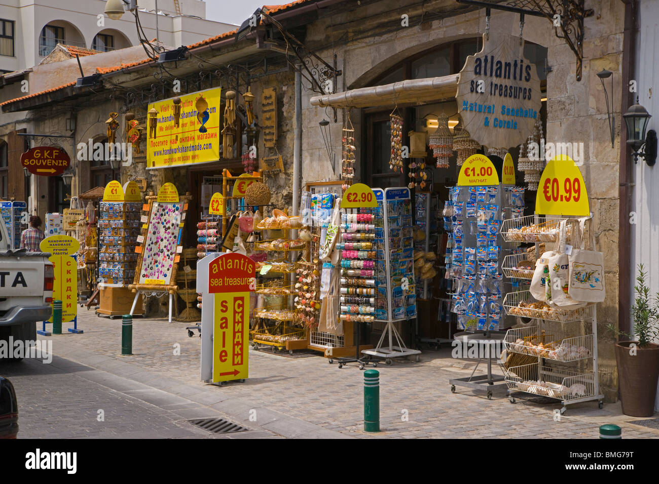 Bunte malerische Shop, Larnaka, Zypern Stockfoto