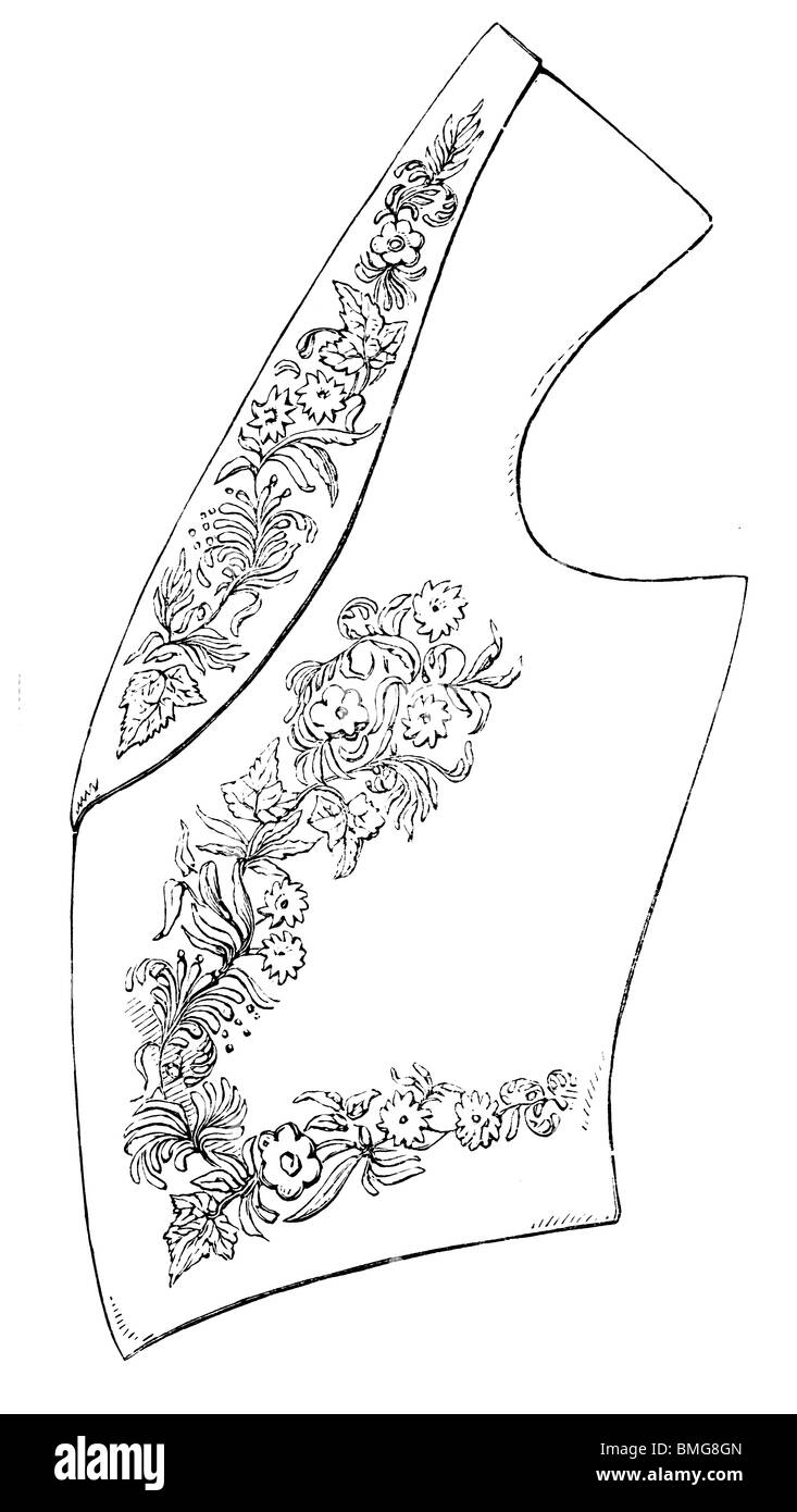 Schwarz / weiß-Gravur schneiden Sie isoliert auf weiss. Abbildung eines Kunst-Elements auf der großen Londoner Ausstellung 1851 ausgestellt. Stockfoto