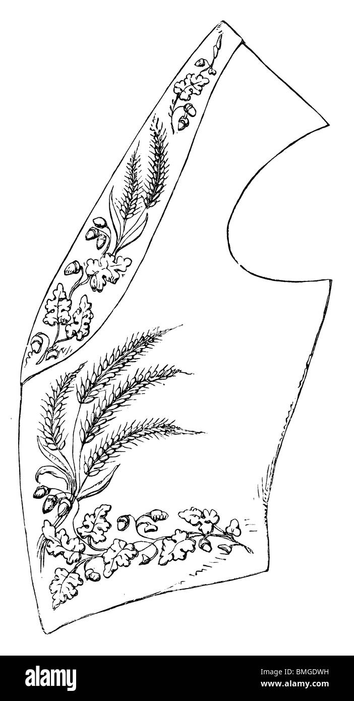 Schwarz / weiß-Gravur schneiden Sie isoliert auf weiss. Abbildung eines Kunst-Elements auf der großen Londoner Ausstellung 1851 ausgestellt. Stockfoto