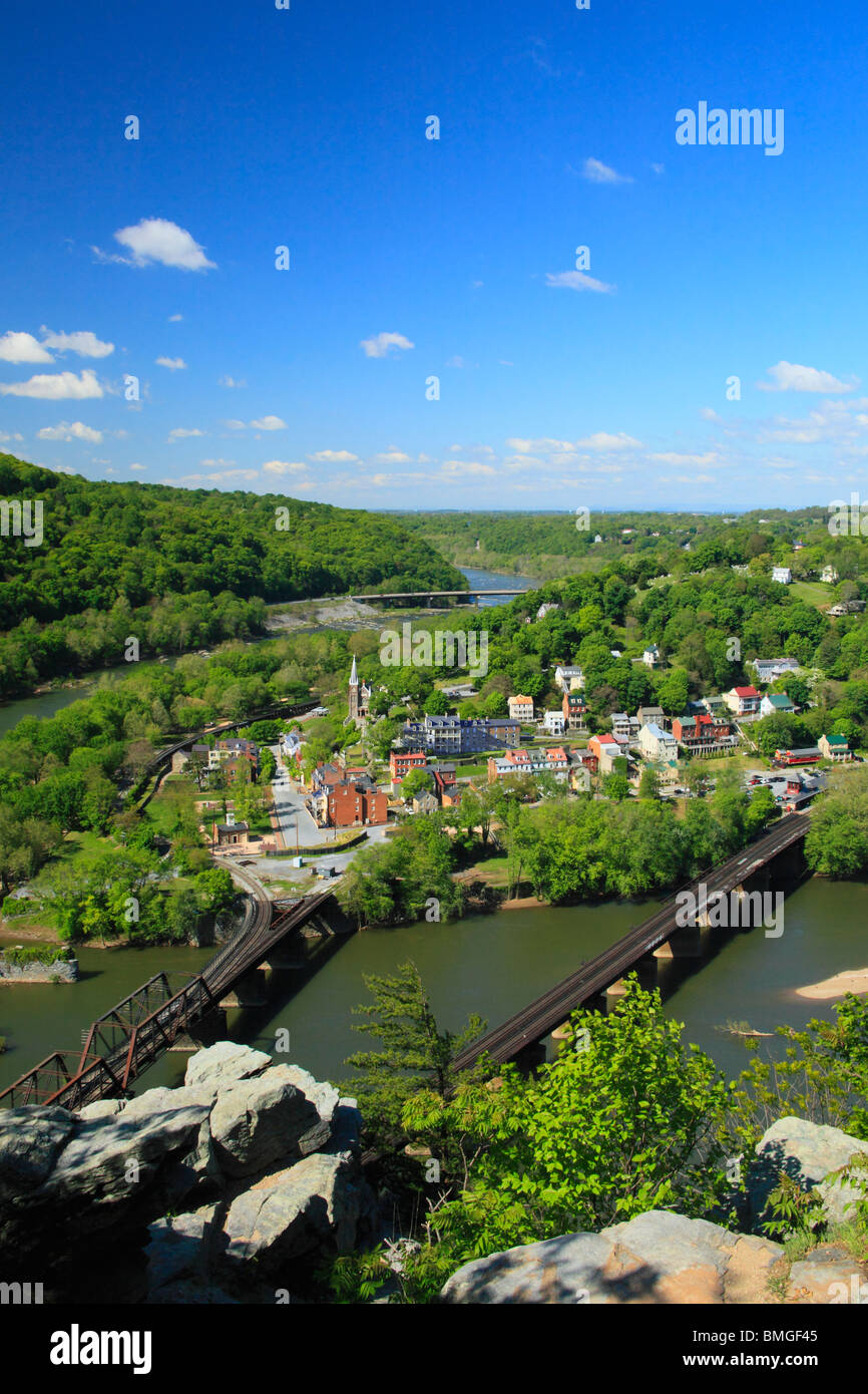 Blick von Maryland Heights, Harpers Ferry, West Virginia Stockfoto