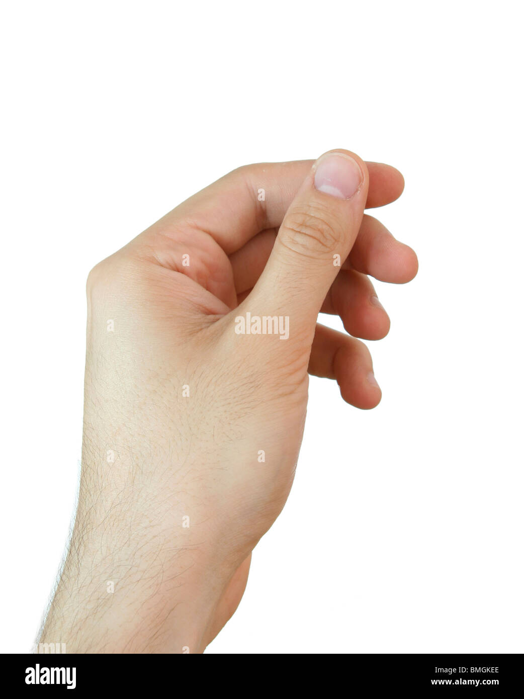 Mann hand isolierten auf weißen Hintergrund. Hautnah. Stockfoto