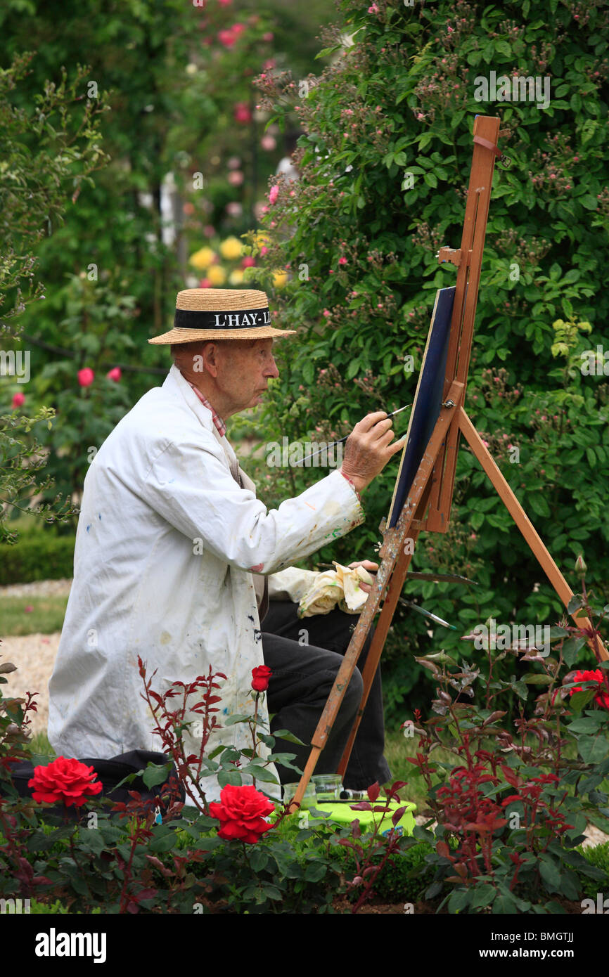 Outdoor-Malerei im Garten in Frankreich Stockfoto