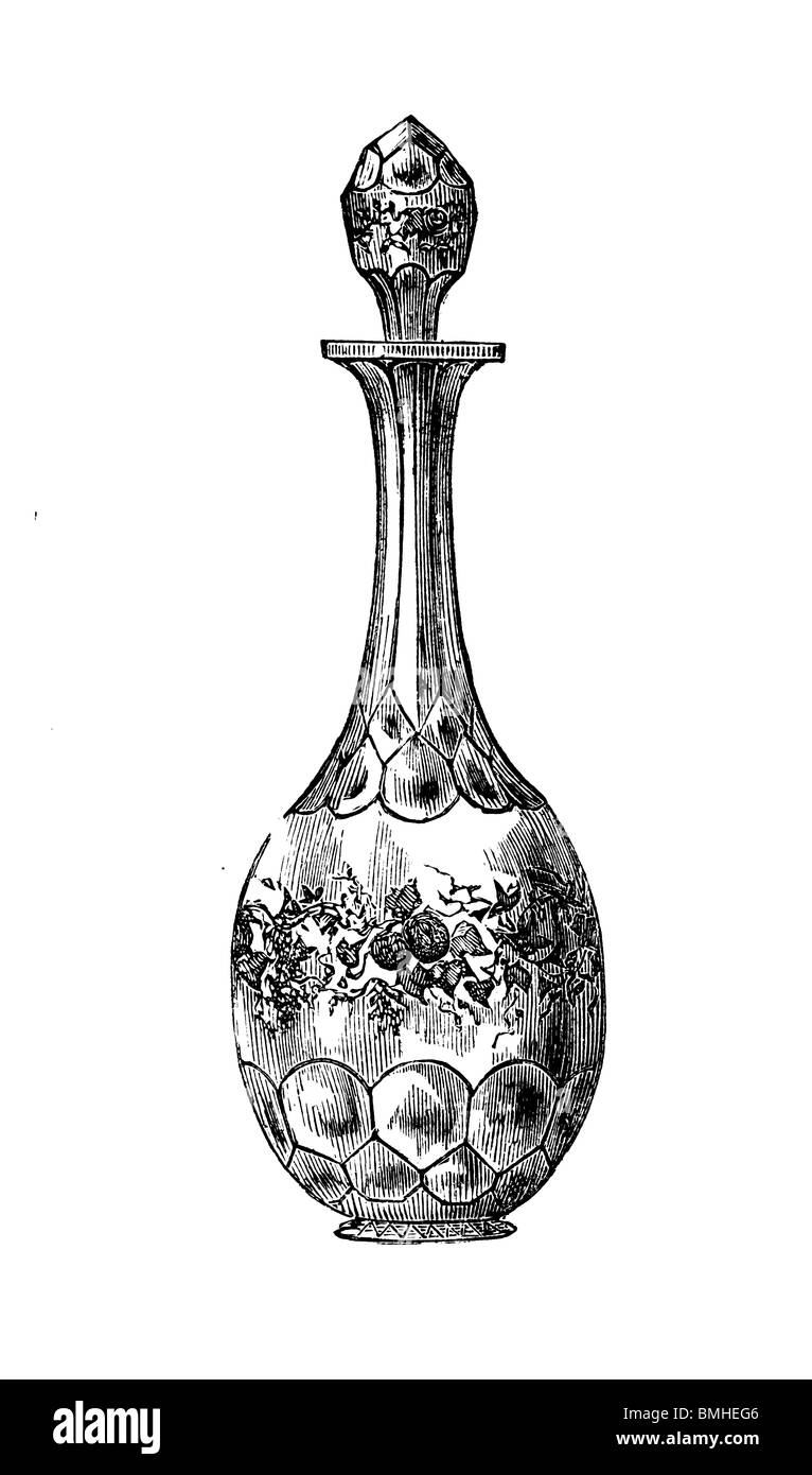Schwarz / weiß-Gravur schneiden Sie isoliert auf weiss. Abbildung eines Kunst-Elements auf der großen Londoner Ausstellung 1851 ausgestellt. Stockfoto