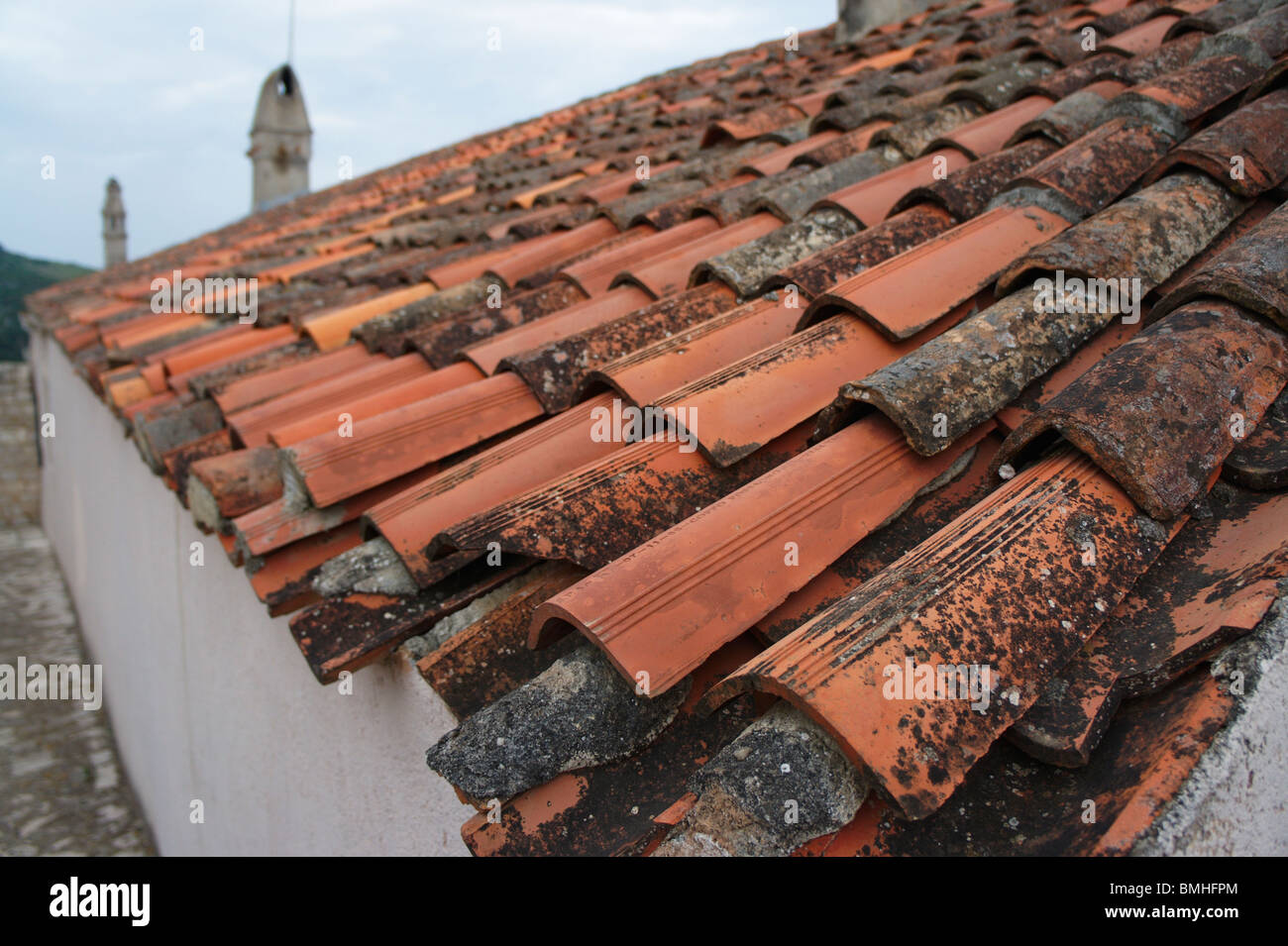 Kroatien, Split, dalmatinischen Riviera - Insel Hvar - Hvar Fortica oder Festung Spanjola - Dach pantiles Stockfoto