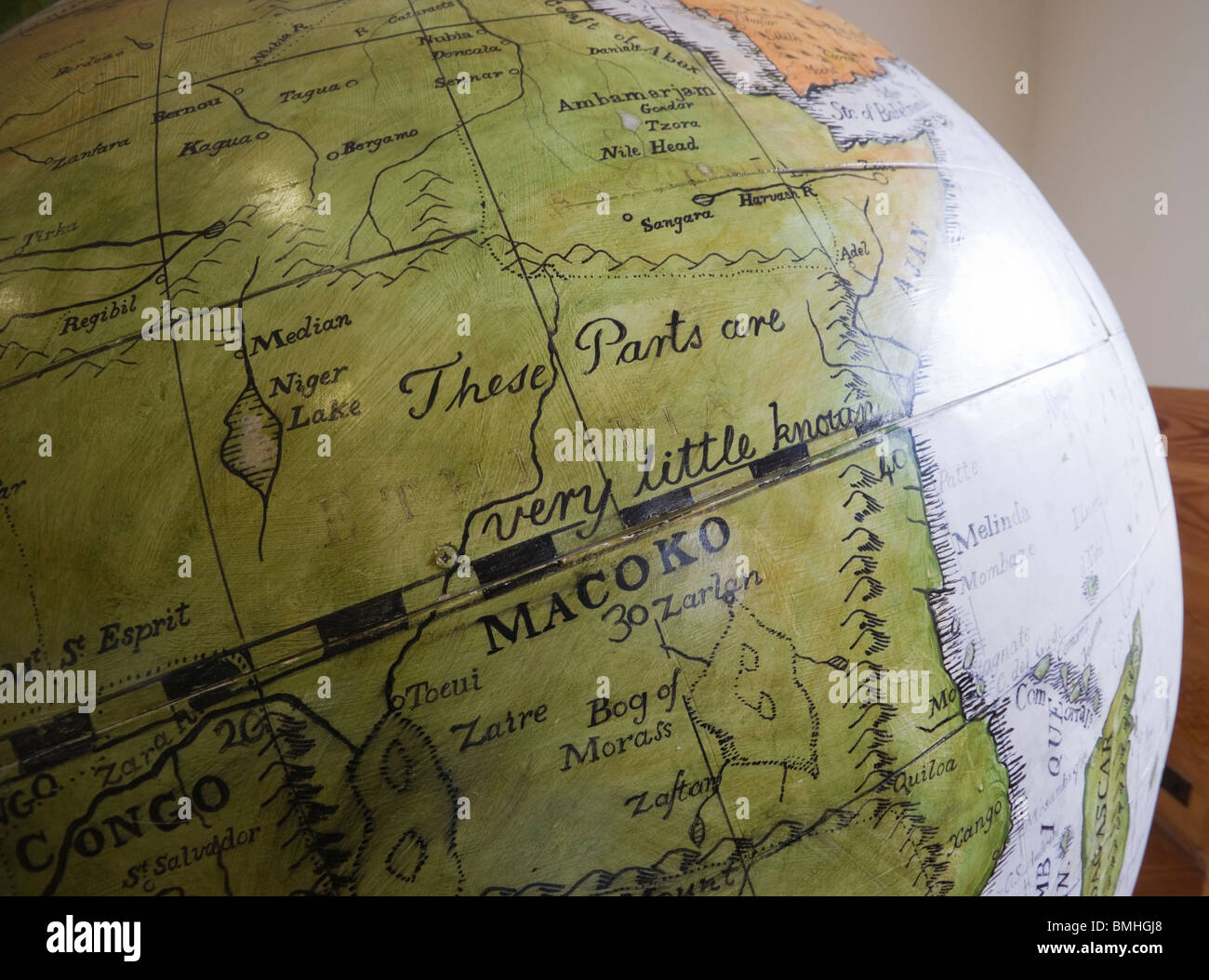 New Lanark - Robert Owen utopische Industriedorf in Schottland. Ein Globus, frühen 1800er Jahren, in der Schulstube Stockfoto