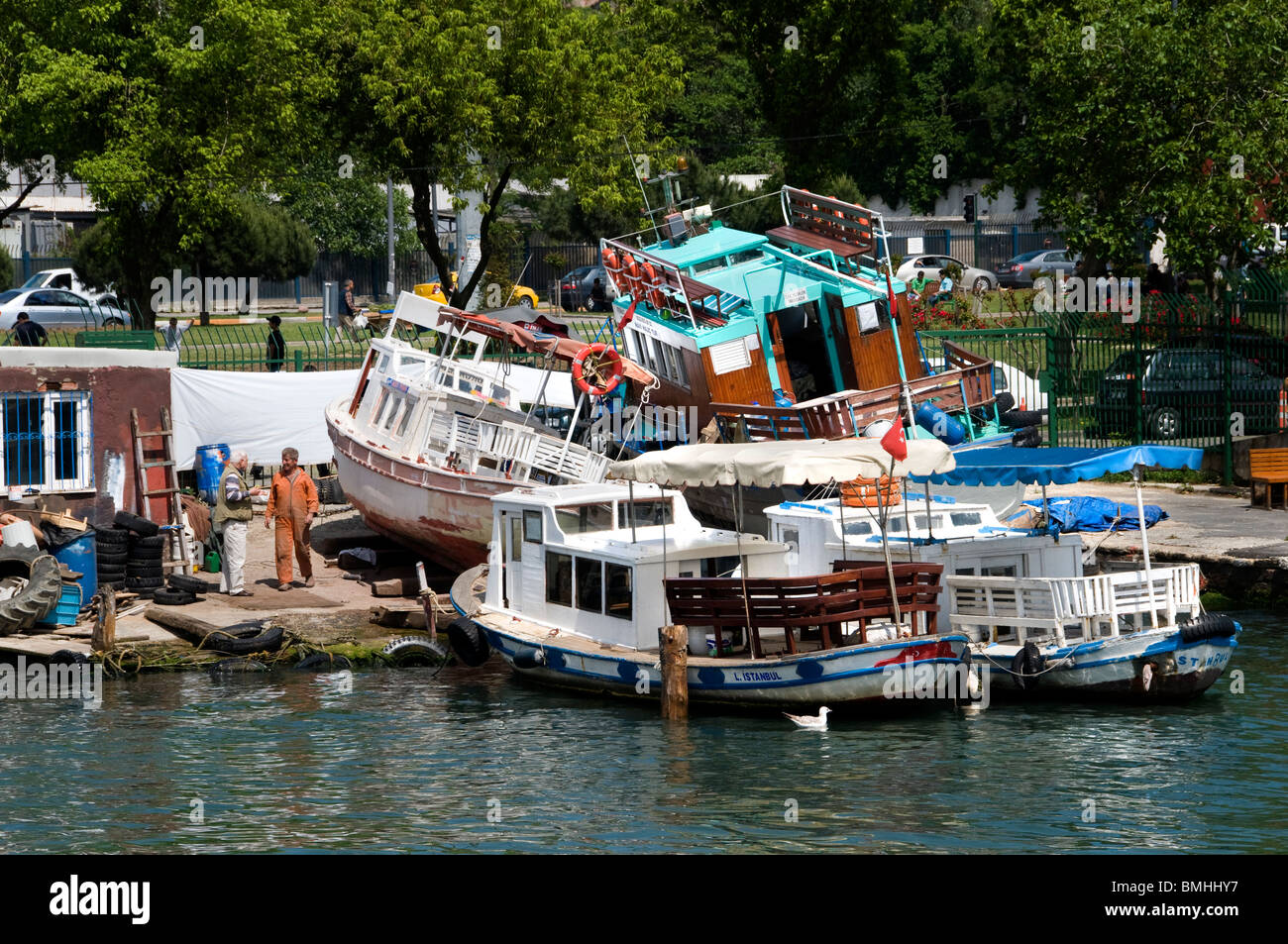 Goldene Horn Istanbul Türkei Transport Fähre Bootswerft Stockfoto