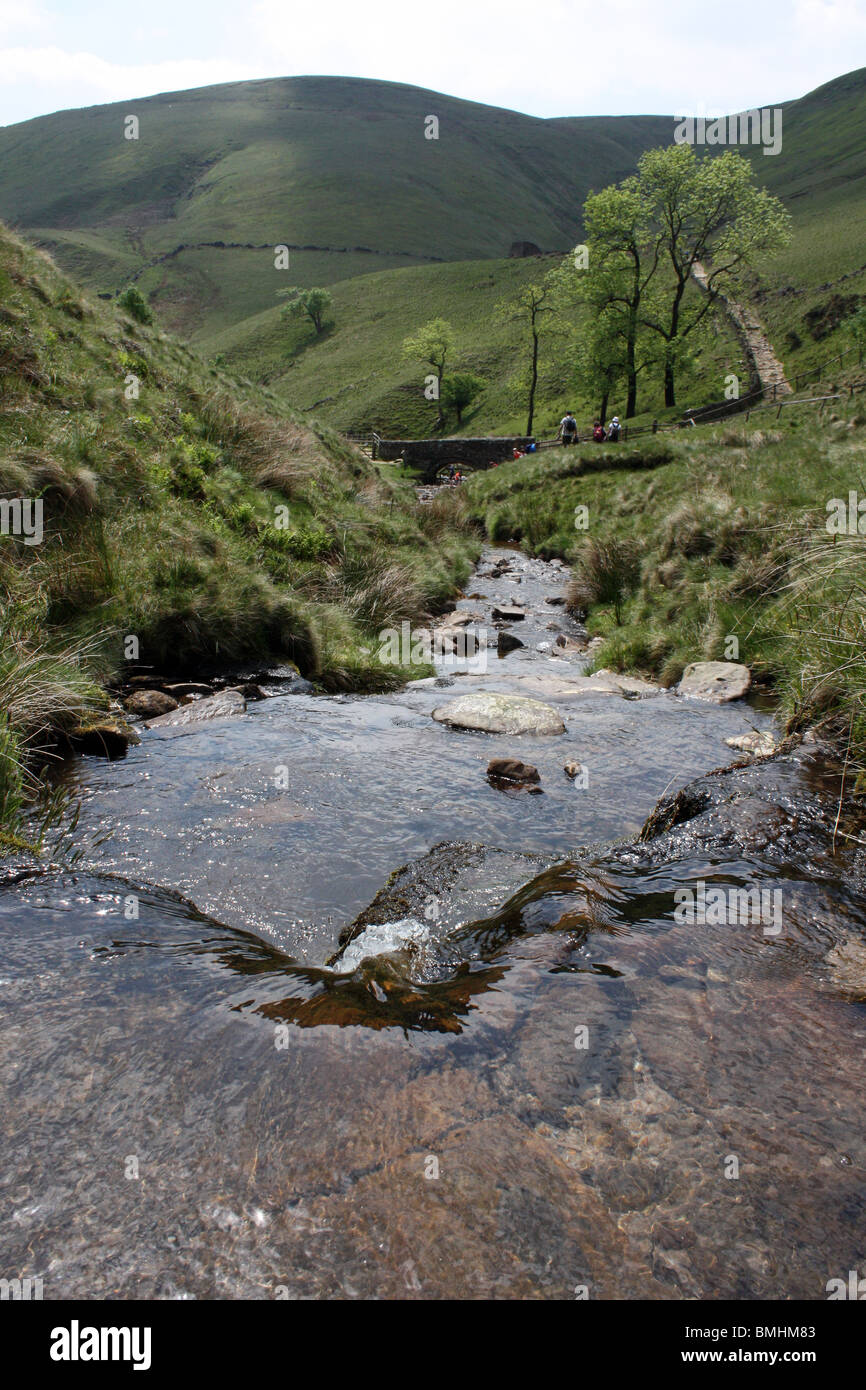 Fluß Noe Ford an der Jacobs Leiter Pennine Way Peak District Nationalpark Derbyshire in England Stockfoto