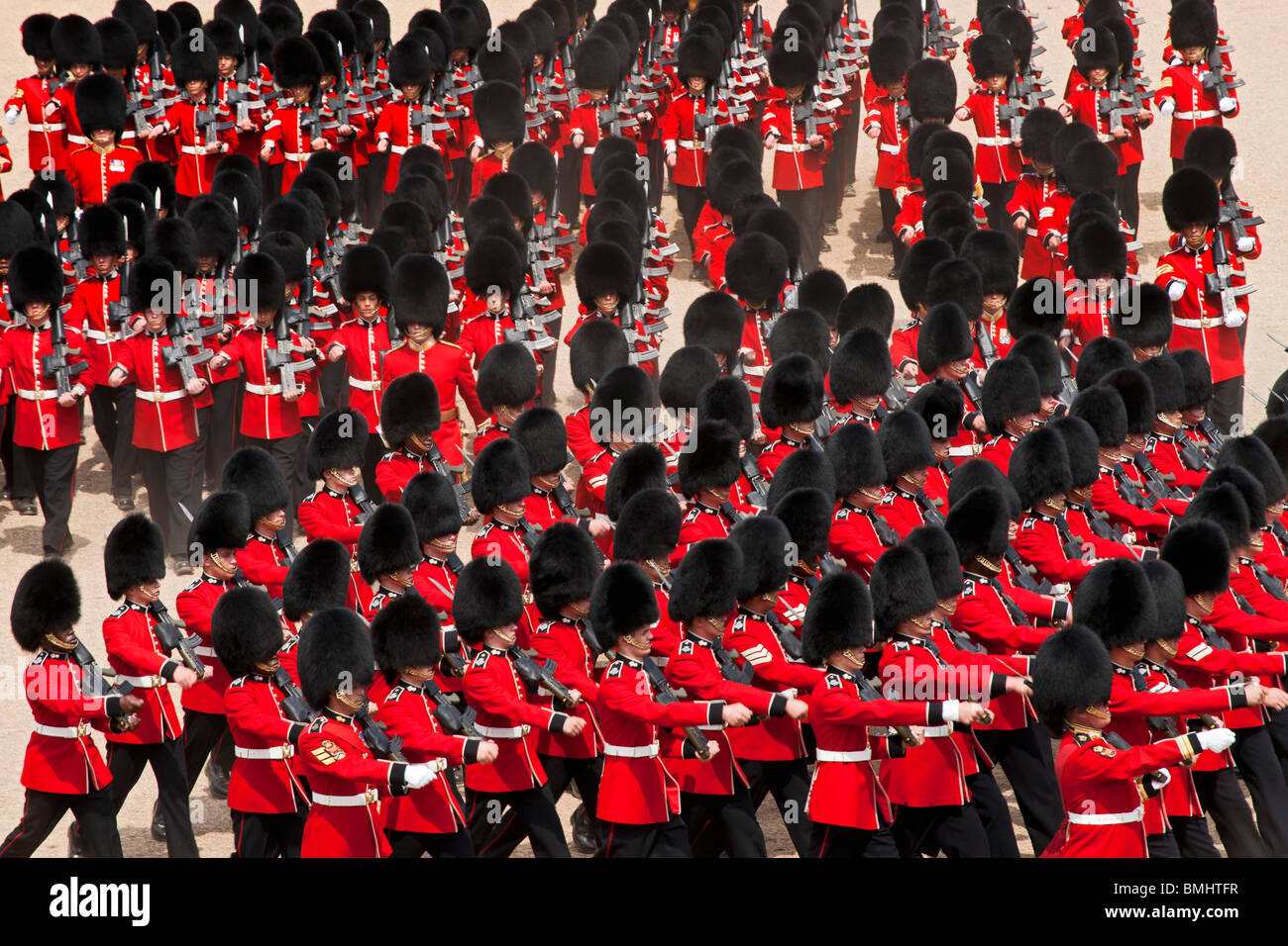 Die Queen Geburtstag Parade, auch bekannt als die Trooping the Colour, alljährlich am Horse Guards Whitehall, London. VEREINIGTES KÖNIGREICH. Stockfoto