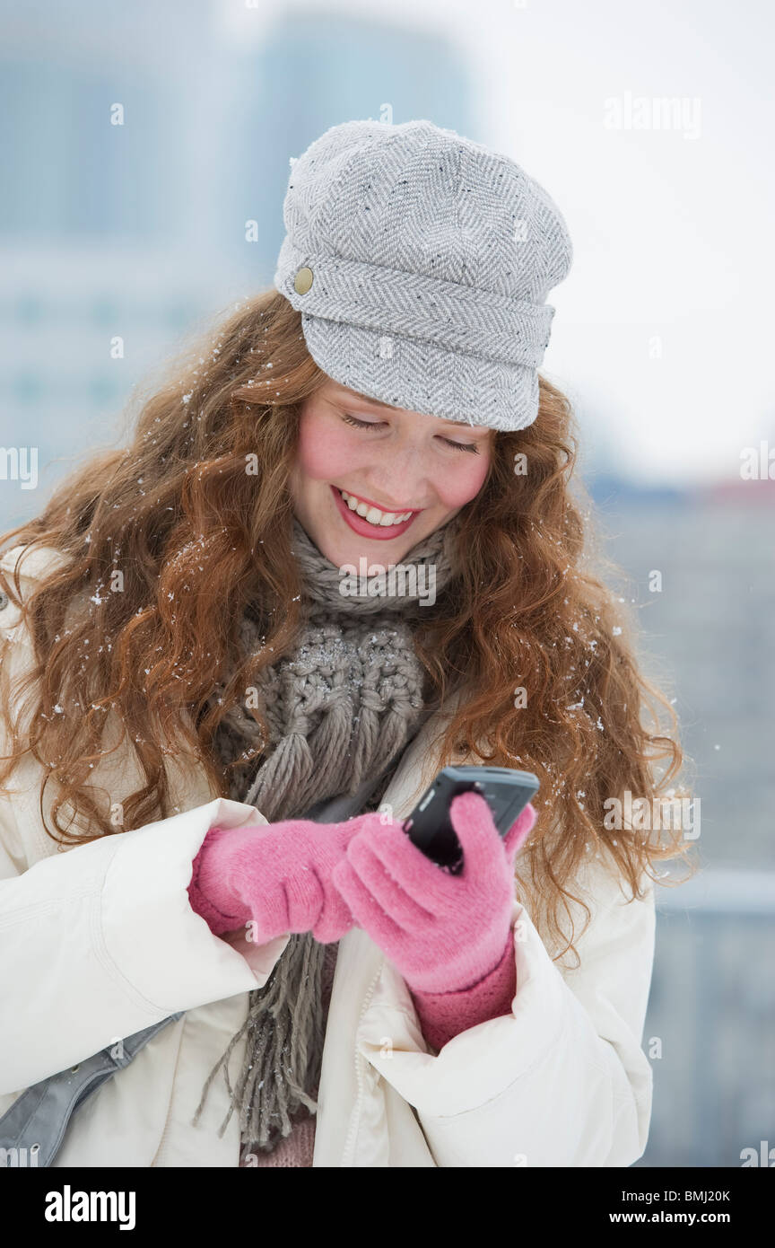 Frau SMS Stockfoto