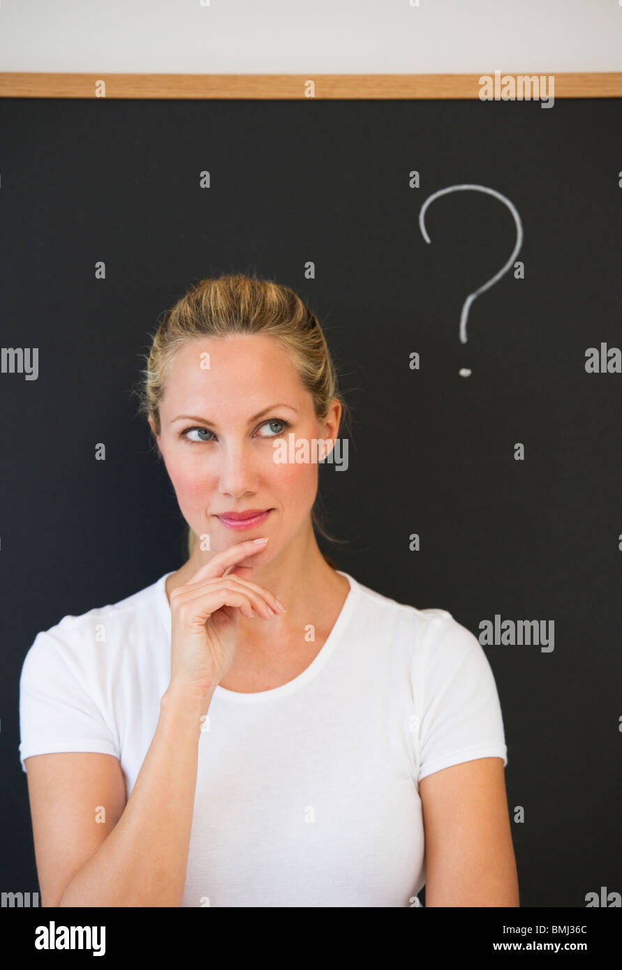 Frau denken Stockfoto