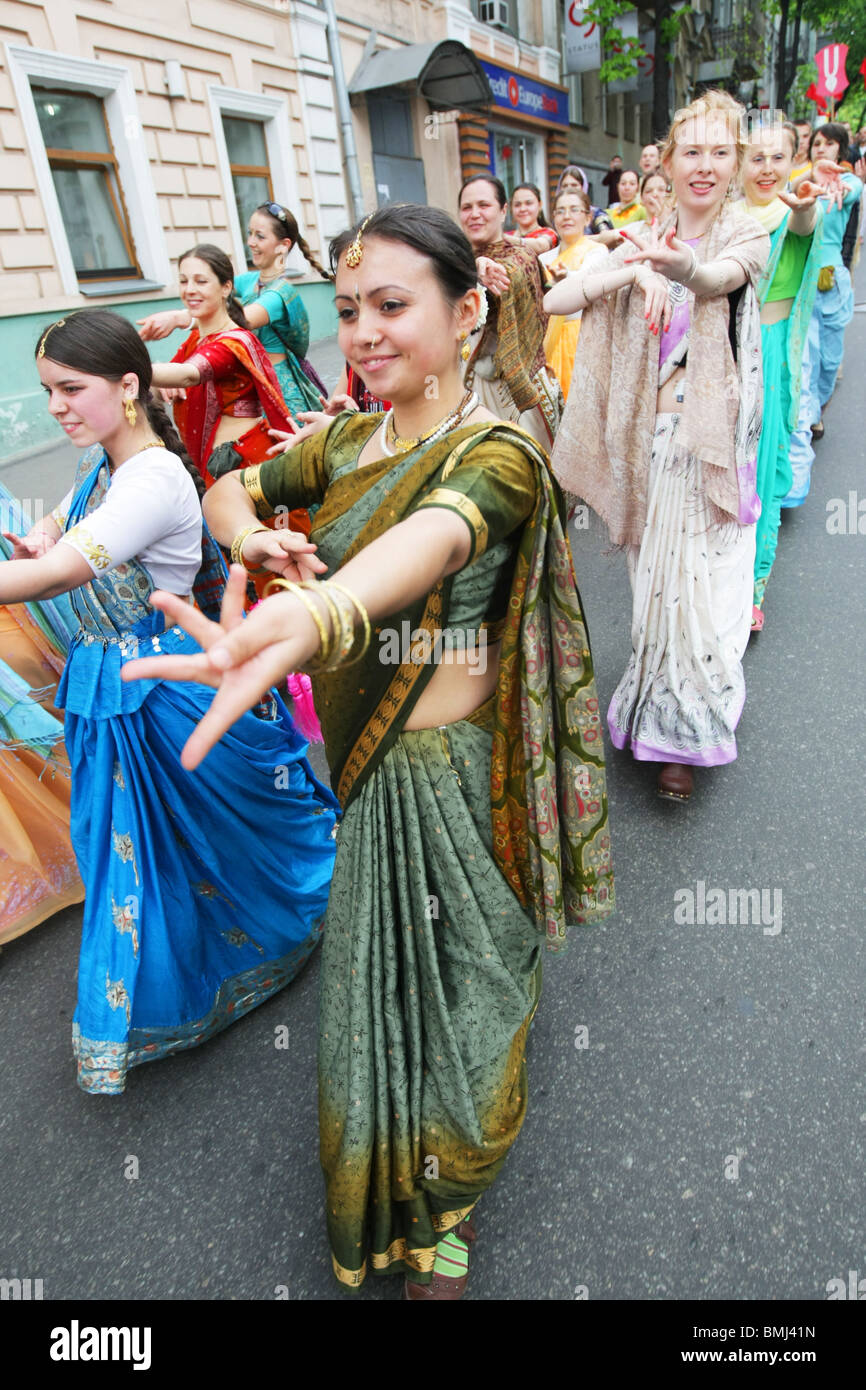 Hare-Krishna-Anhänger Stockfoto