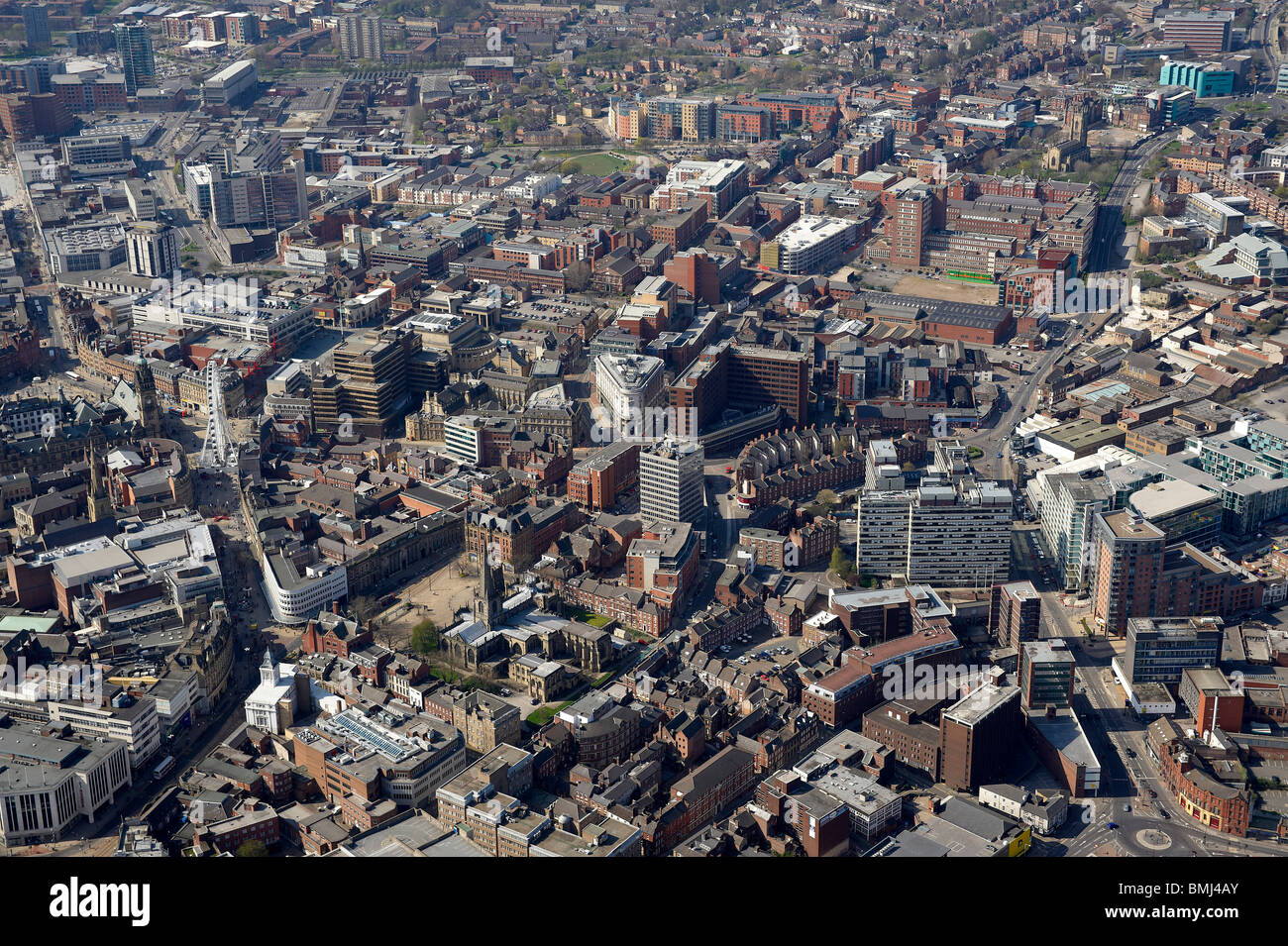 Sheffield Stadtzentrum aus der Luft kann 2010, Nord-England, UK Stockfoto