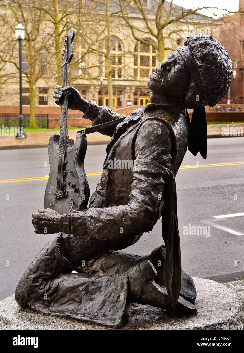 Jimi Hendrix-Skulptur von Daryl Smith in Pike und Kiefer Gegend von Seattle, Washington. Stockfoto