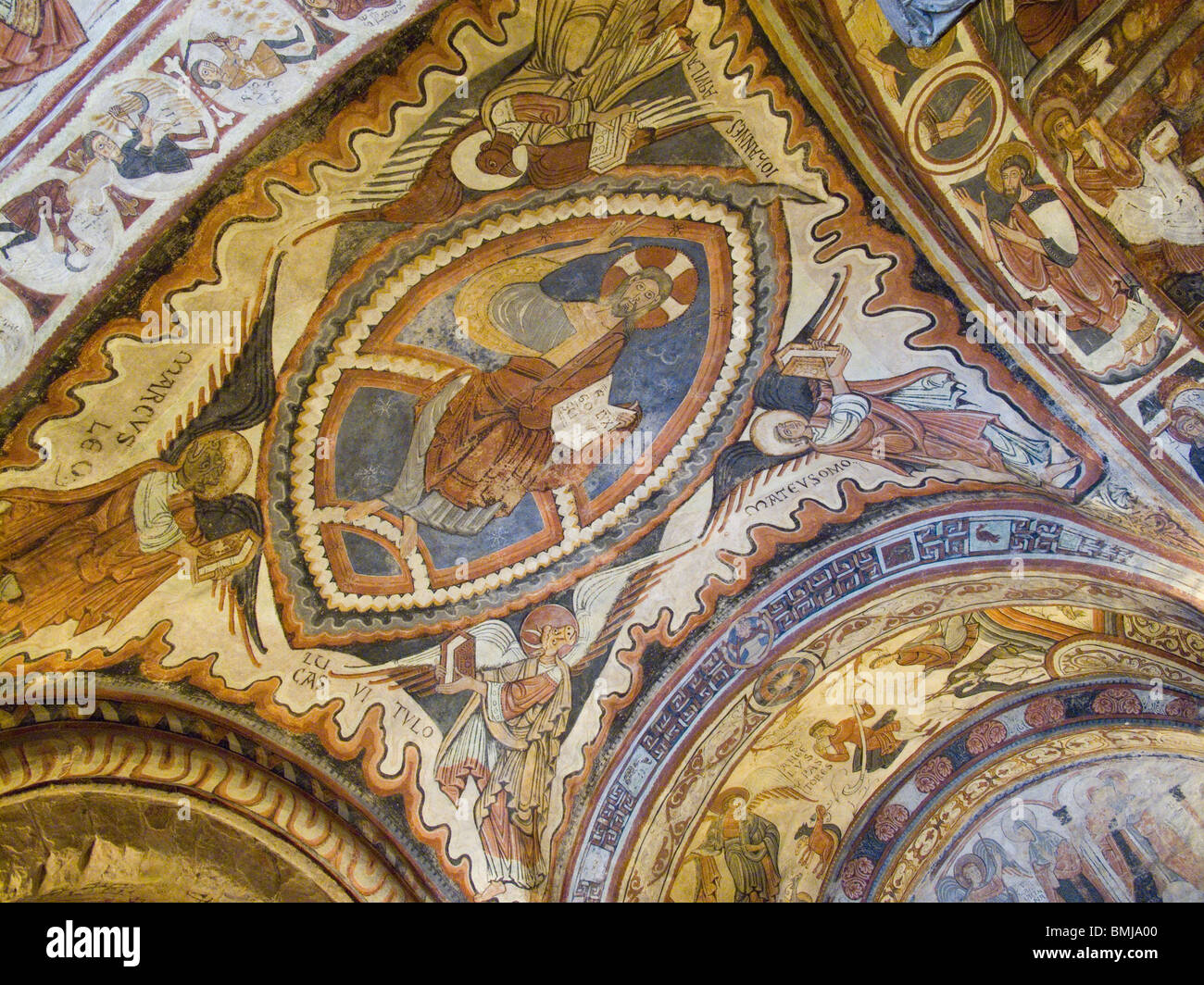 Panthocrator. Romanische Malereien in der Krypta der Könige. Collegiate Kirche San Isidoro, Leon, Spanien. Stockfoto