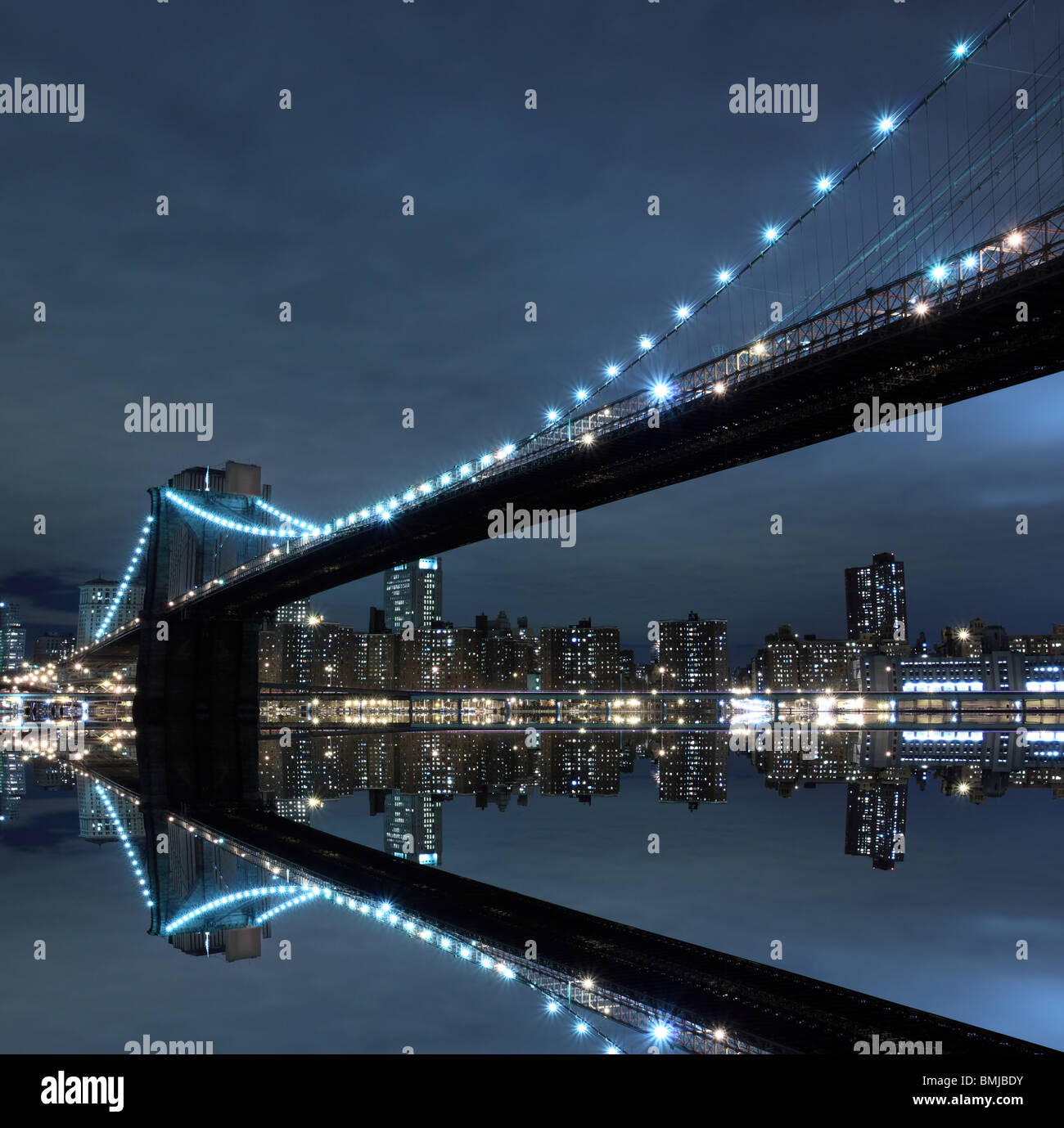 Manhattan Bridge und Manhattan Skyline, New York City Stockfoto